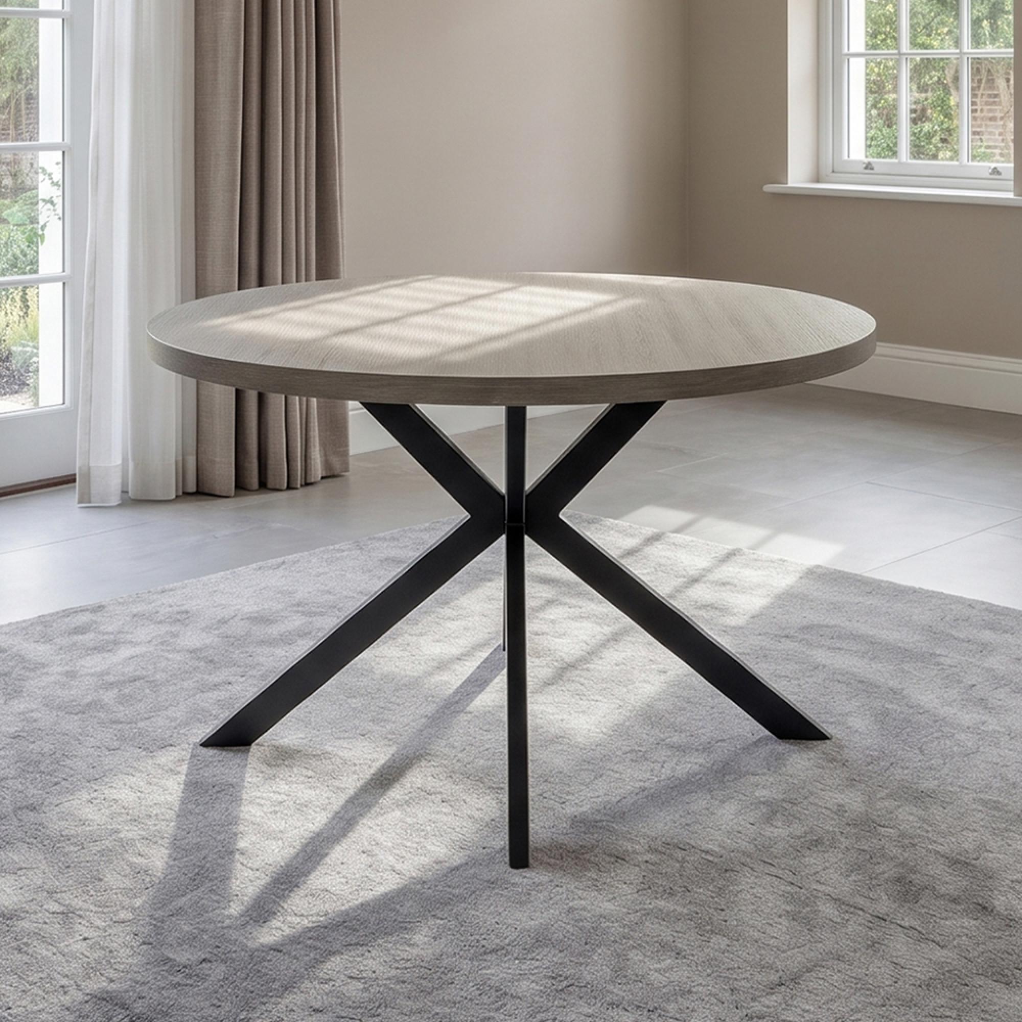 Russo Dining Table - 4 Seater - 120cm - Round - Melamine - Grey