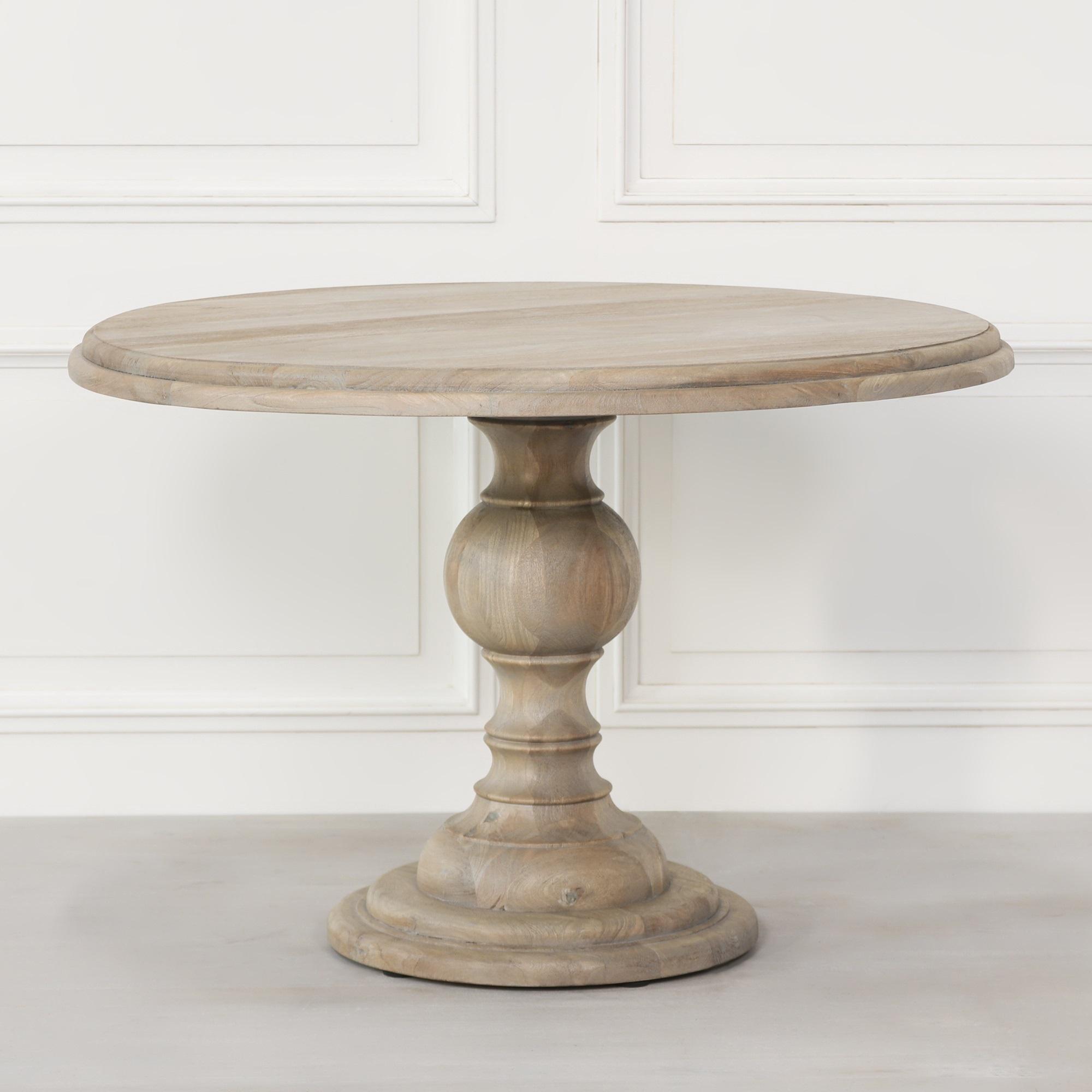Rustic Mango Wood Pedestal Dining Table - Round - 4 Seater - 120cm