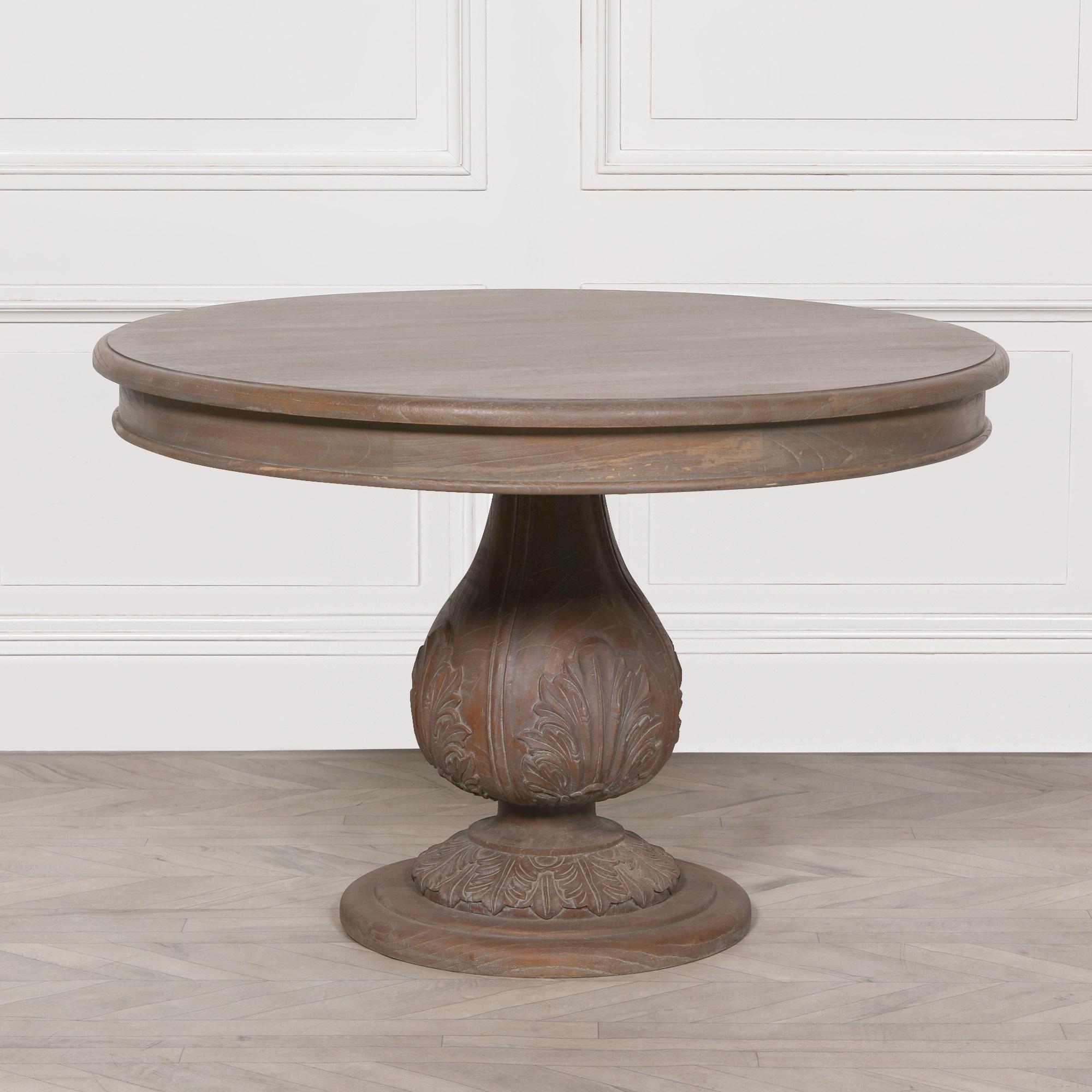 Rustic Reclaimed Wood Pedestal Dining Table - Round - 4 Seater - 120cm