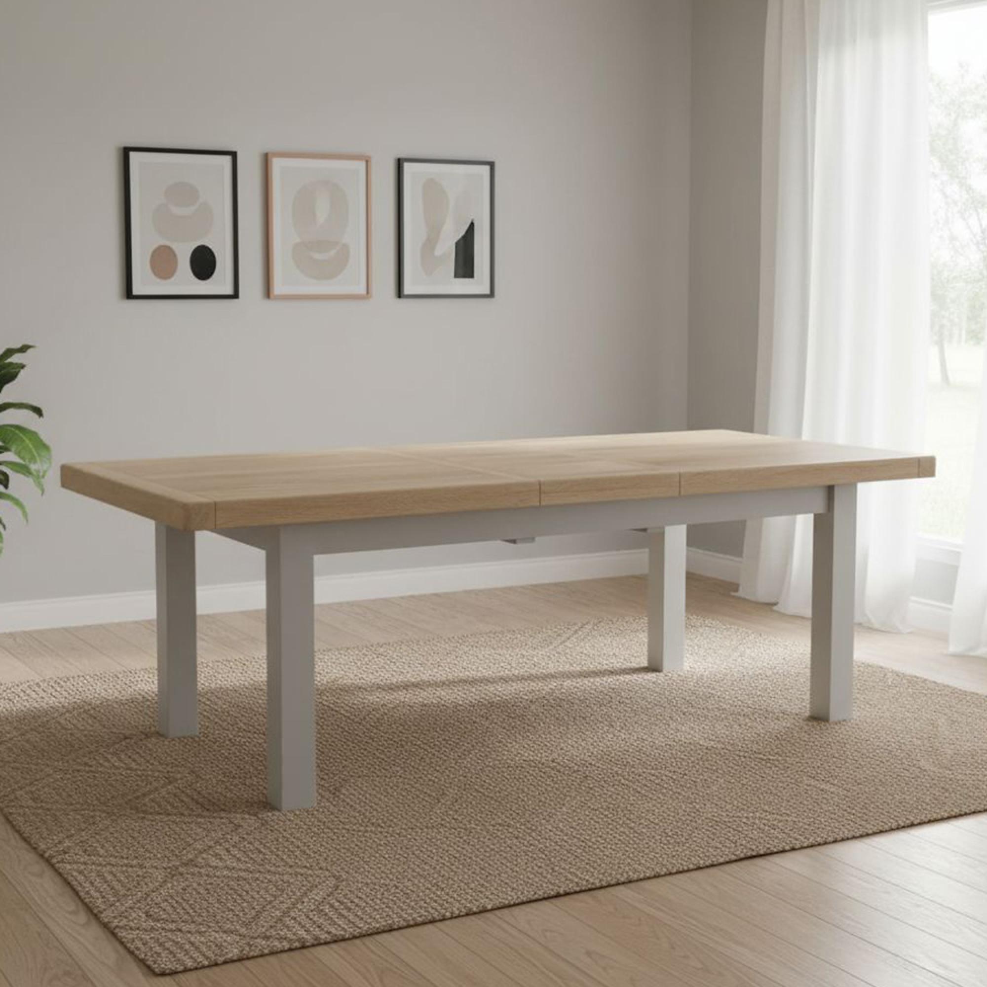 Salcombe Extending Dining Table - Grey Oak - 8-10 Seater - 200cm-245cm