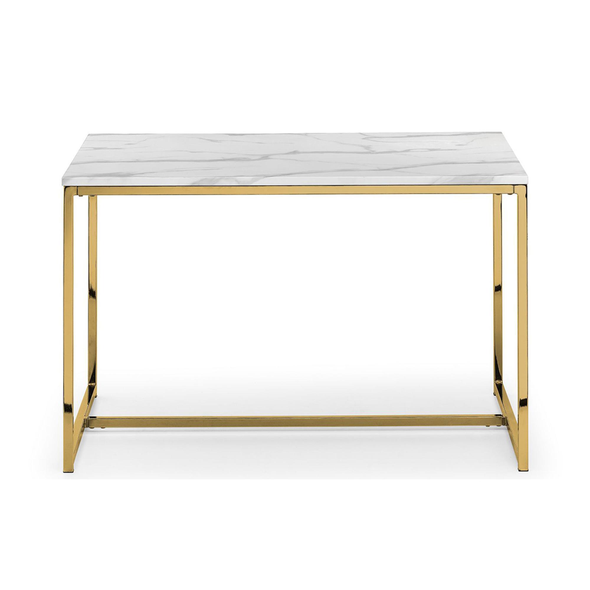 Scala Dining Table - 4 Seater - White Marble Effect and Gold
