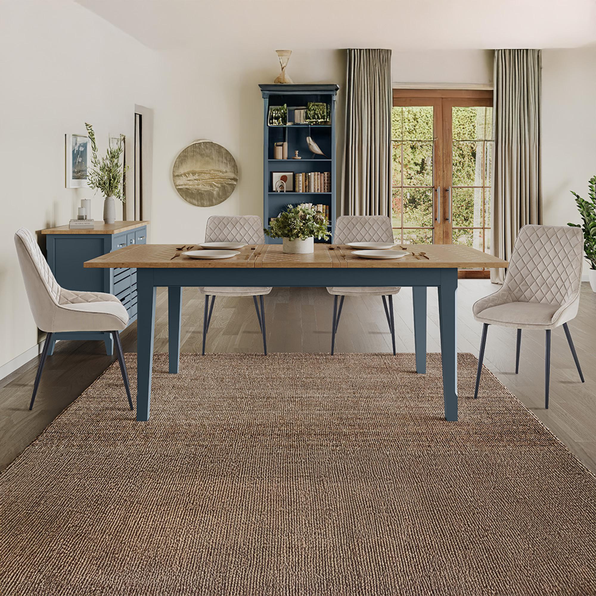 Signature Blue Extending Dining Table - 6-8 Seater - 160cm-200cm