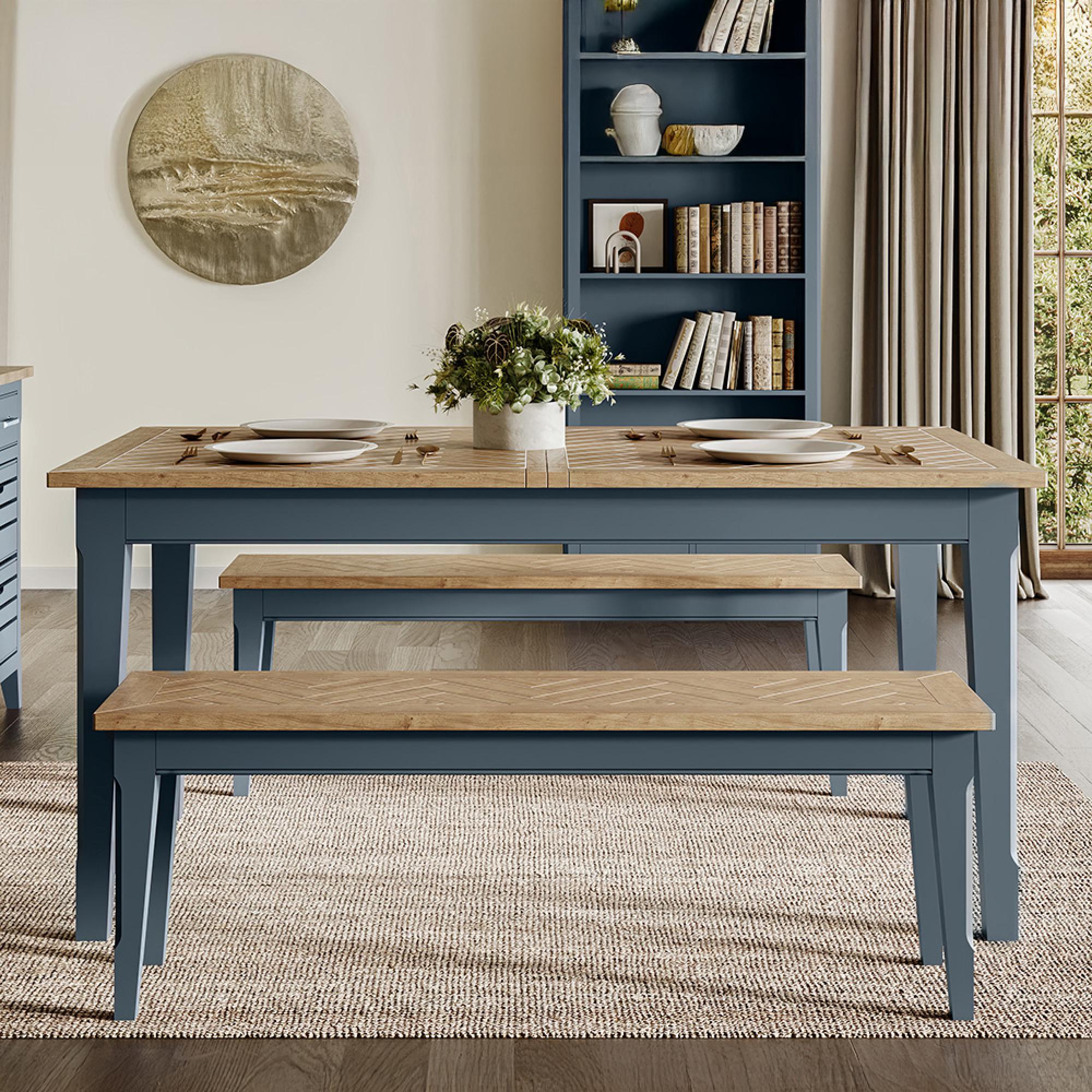 Signature Blue Extending Dining Table - 6-8 Seater - 160cm-200cm