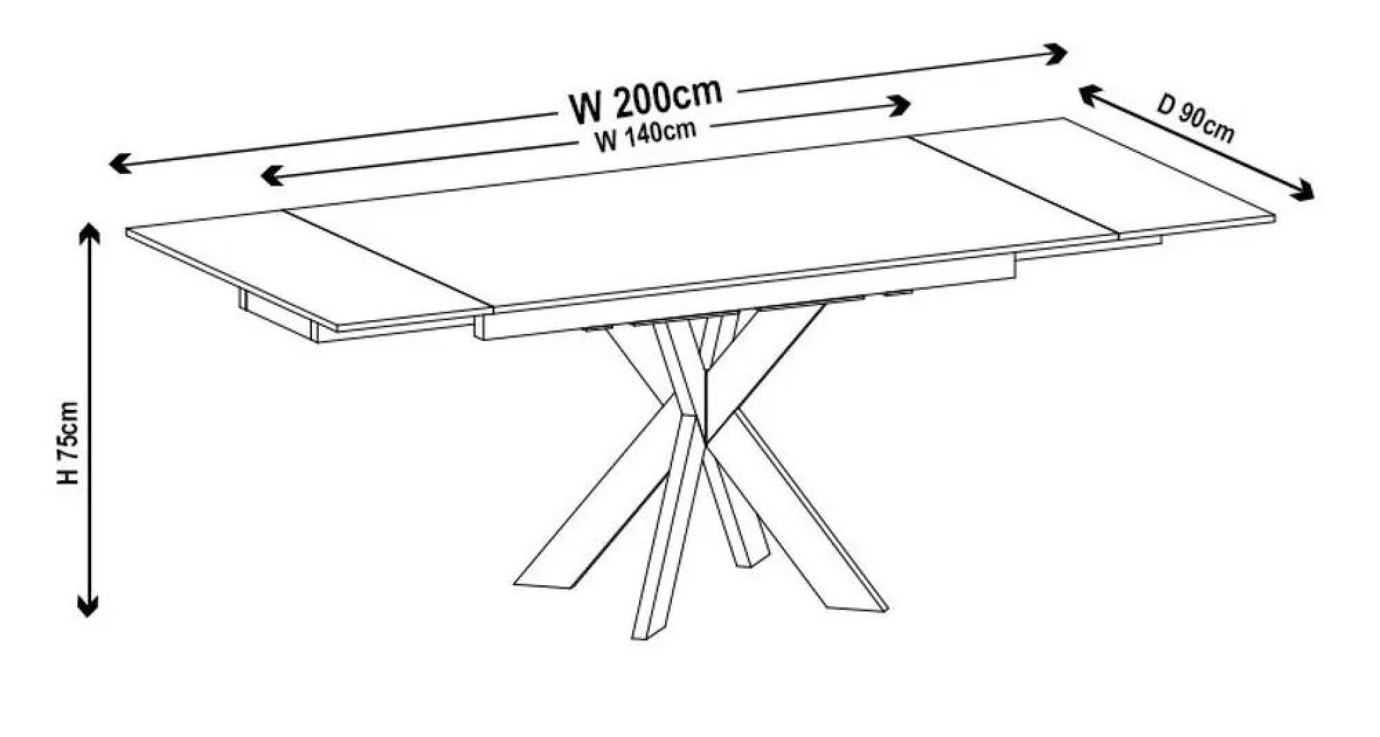Sutton Dining Table - 4-8 Seater - 140cm-200cm - Extending - White Ceramic - Black Star Base