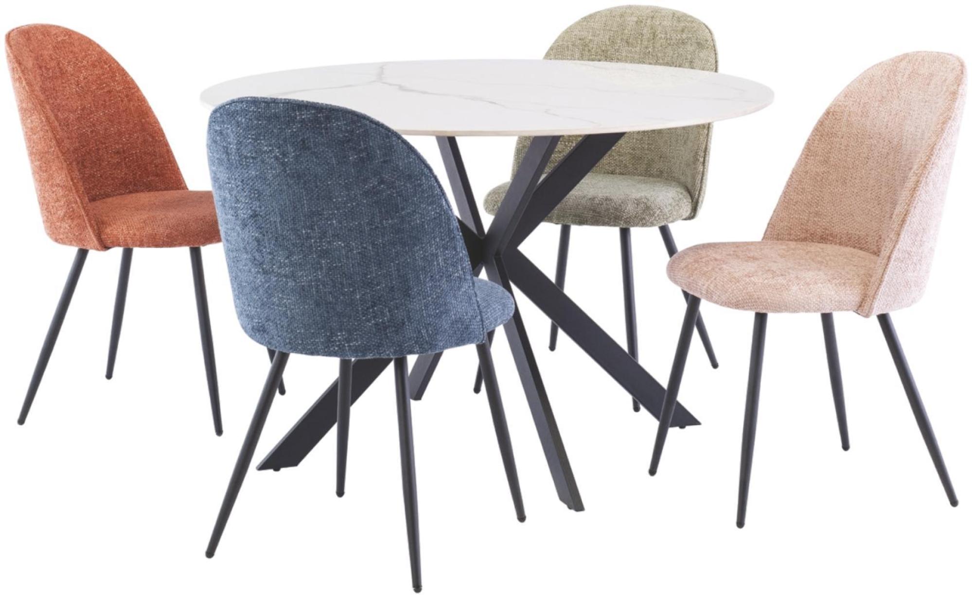 Talia Dining Table - 4 Seater - 120cm - Round - Spider Legs - Italy White Sintered Stone