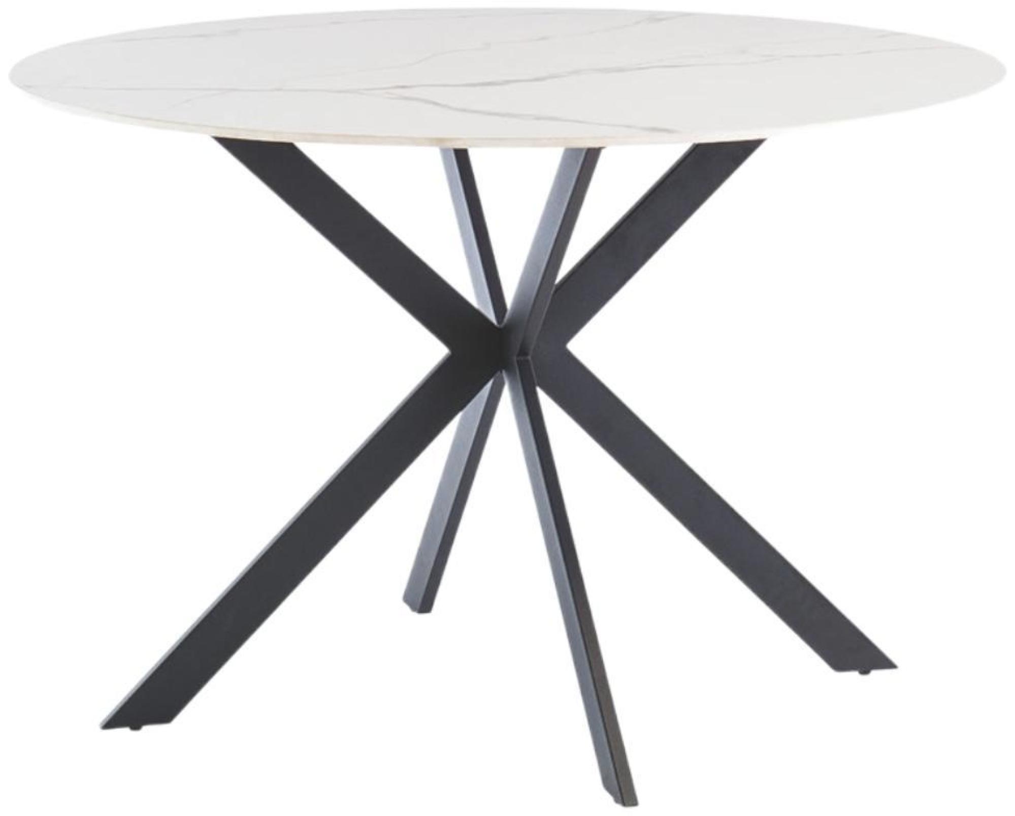 Talia Italy White Sintered Stone 4 Seater Round Dining Table with Spider Legs - 120cm