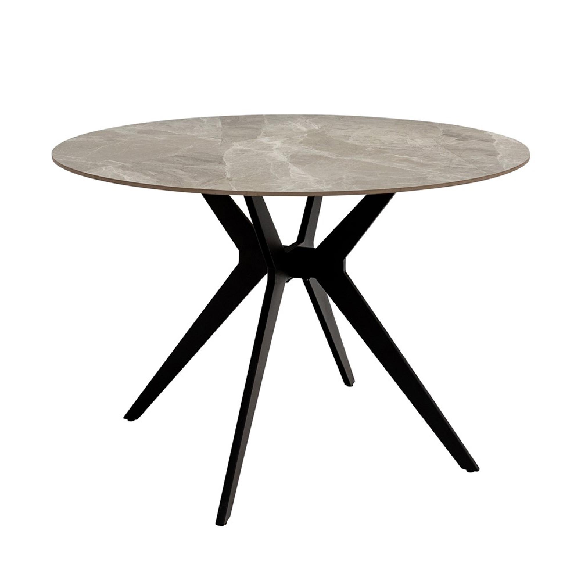 Tulsa Dining Table - 4 Seater - 110cm - Round - Spider Legs - Grey Sintered Stone