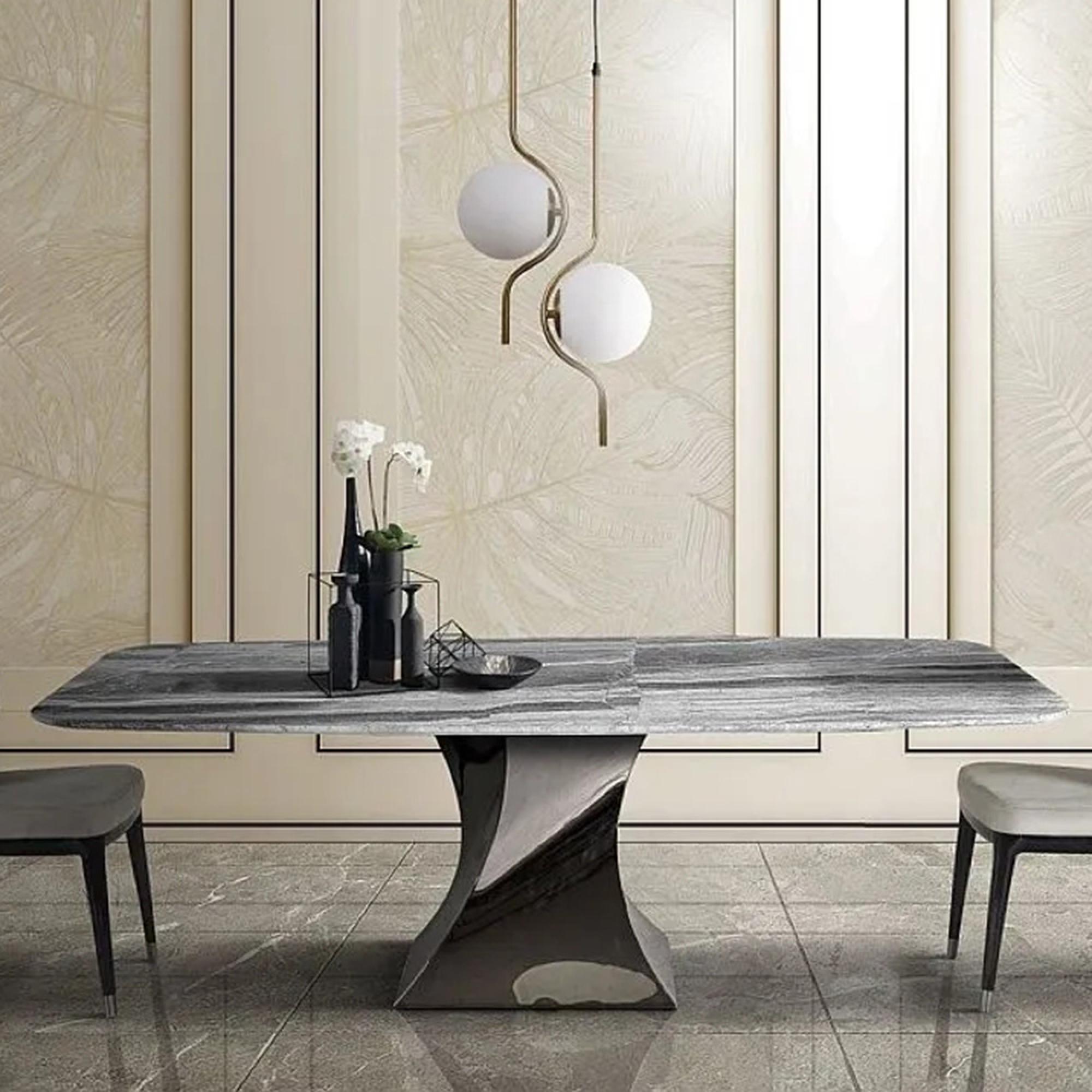 Twist Dining Table - Marble with Pedestal Base - Variation Available