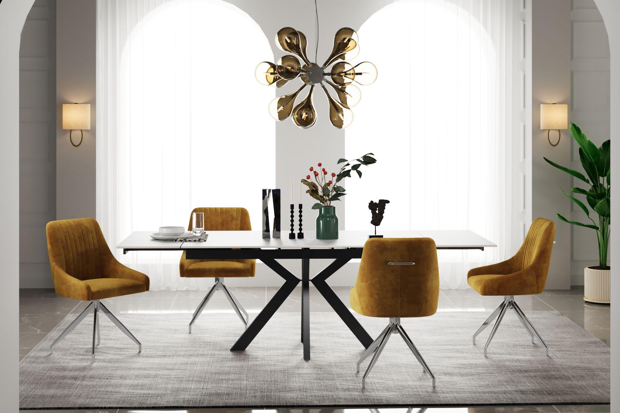 Vida Pearla Grey Ceramic 4-6 Seater Extending Dining Table