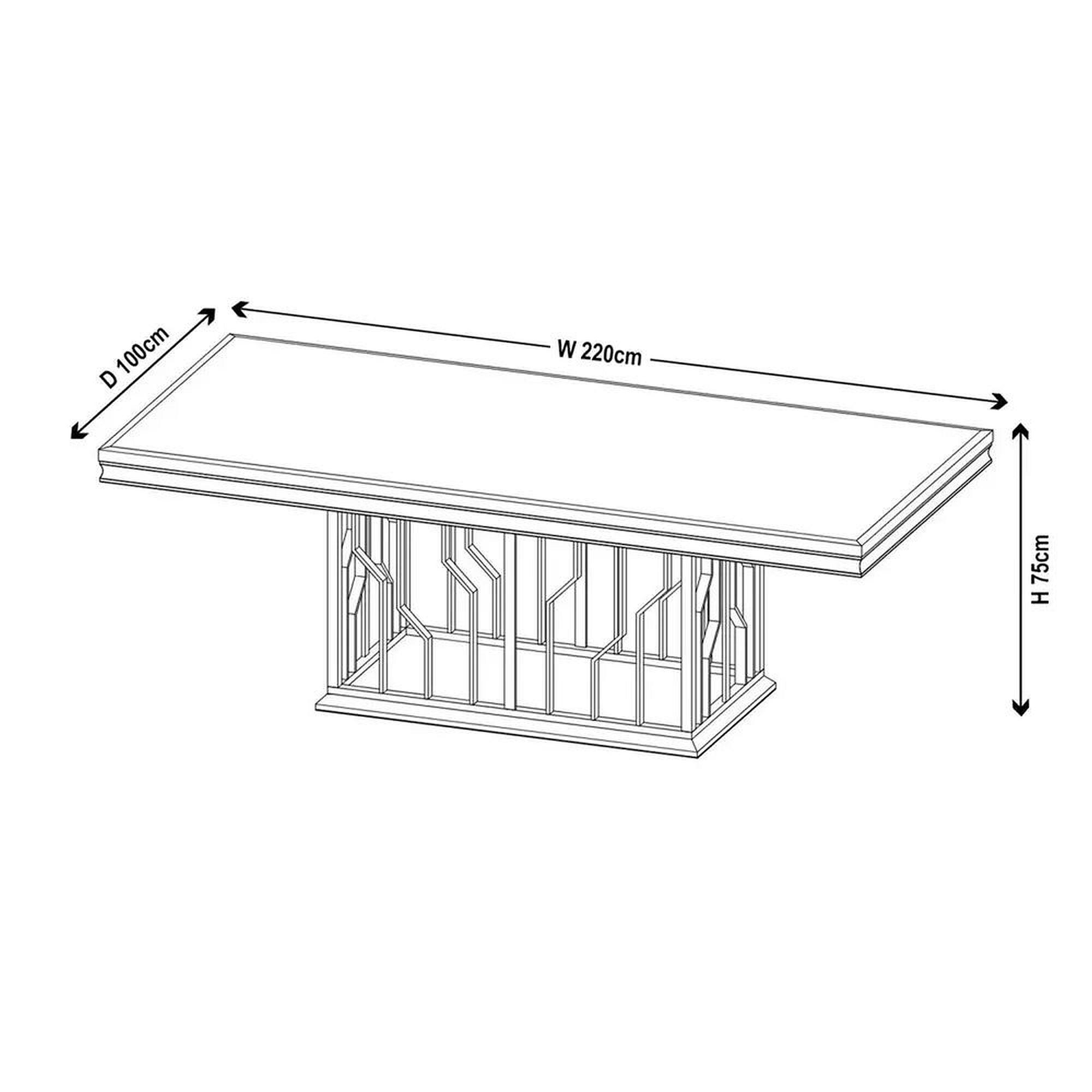 Vortex Dining Table - 8 Seater - 220cm - Grey Marble & Chrome
