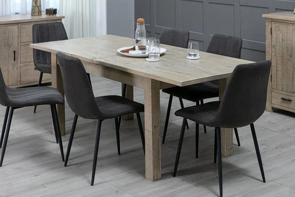 Washed Grey Reclaimed Pine 4-8 Seater Extending Dining Table - 140cm-200cm
