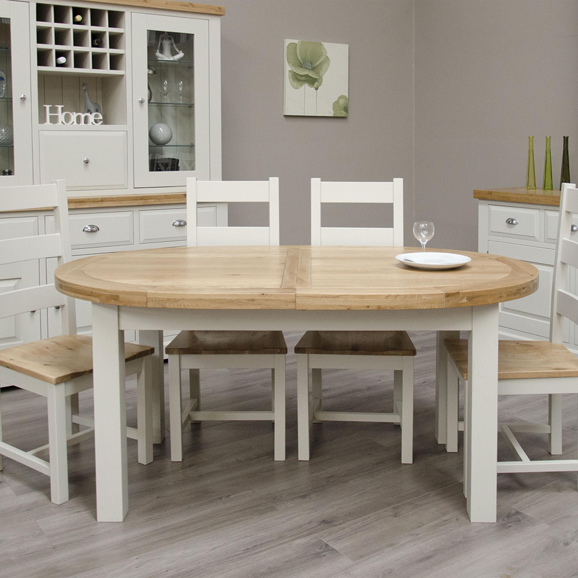 Deluxe Painted Oval Extending Dining Table - 6-10 Seater - 167cm-247cm