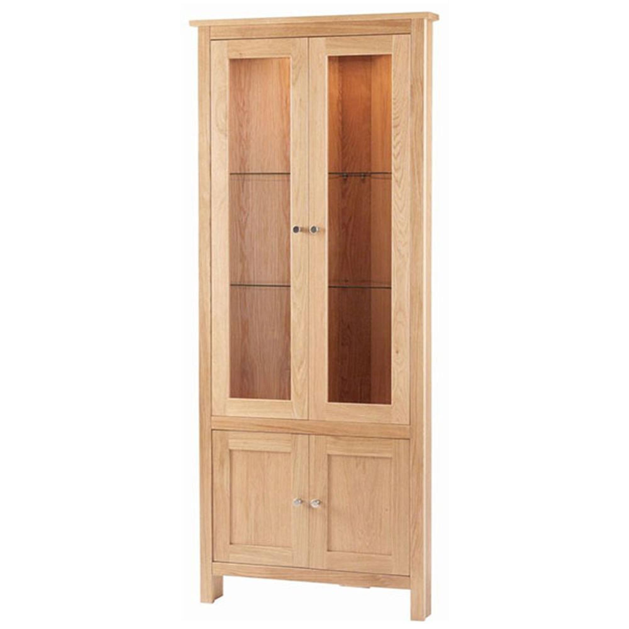 Clearance - Nimbus Corner Display Cabinet - 4 Door - Glazed - Satin Oak - A598