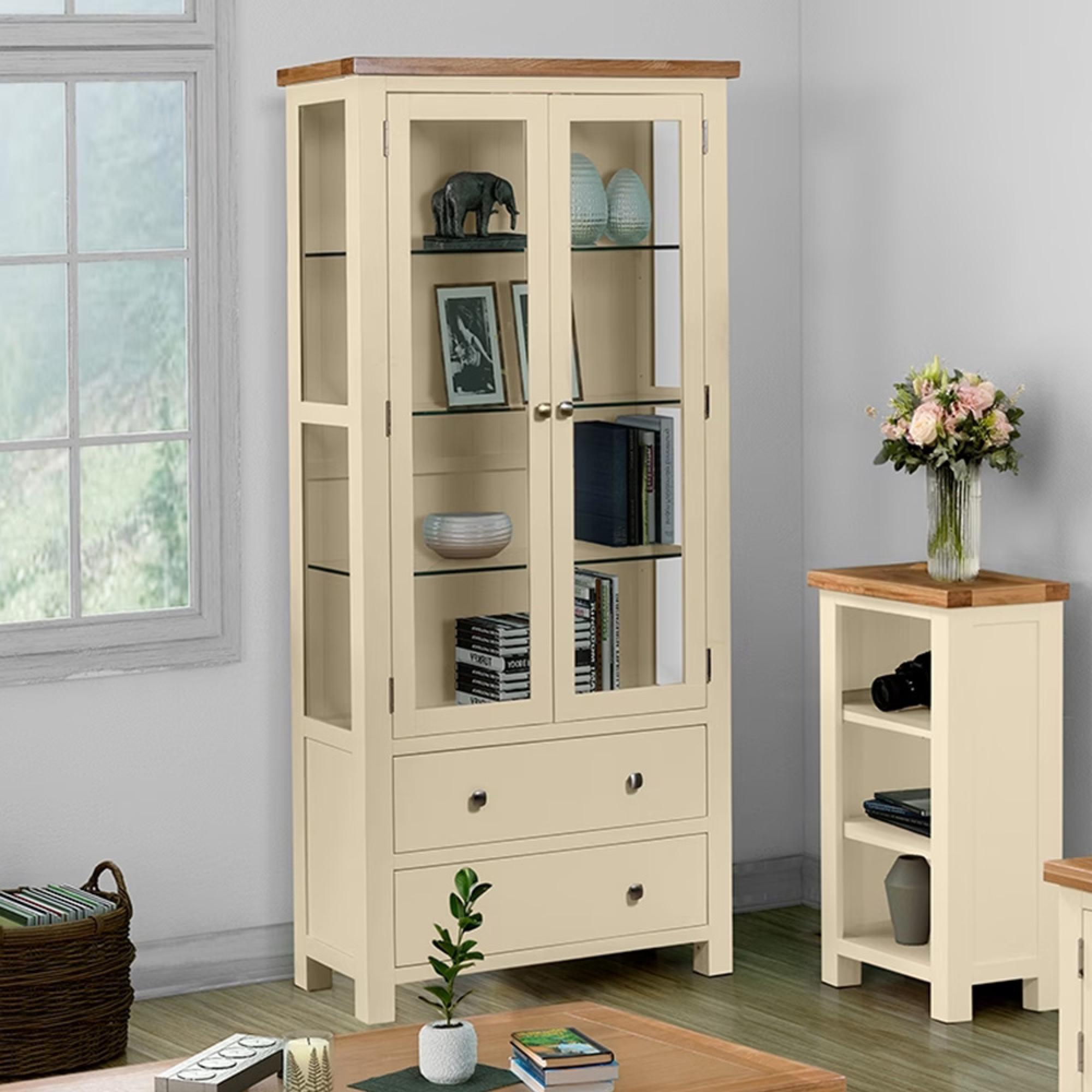 Lundy Display Cabinet - 2 Door - Ivory Painted