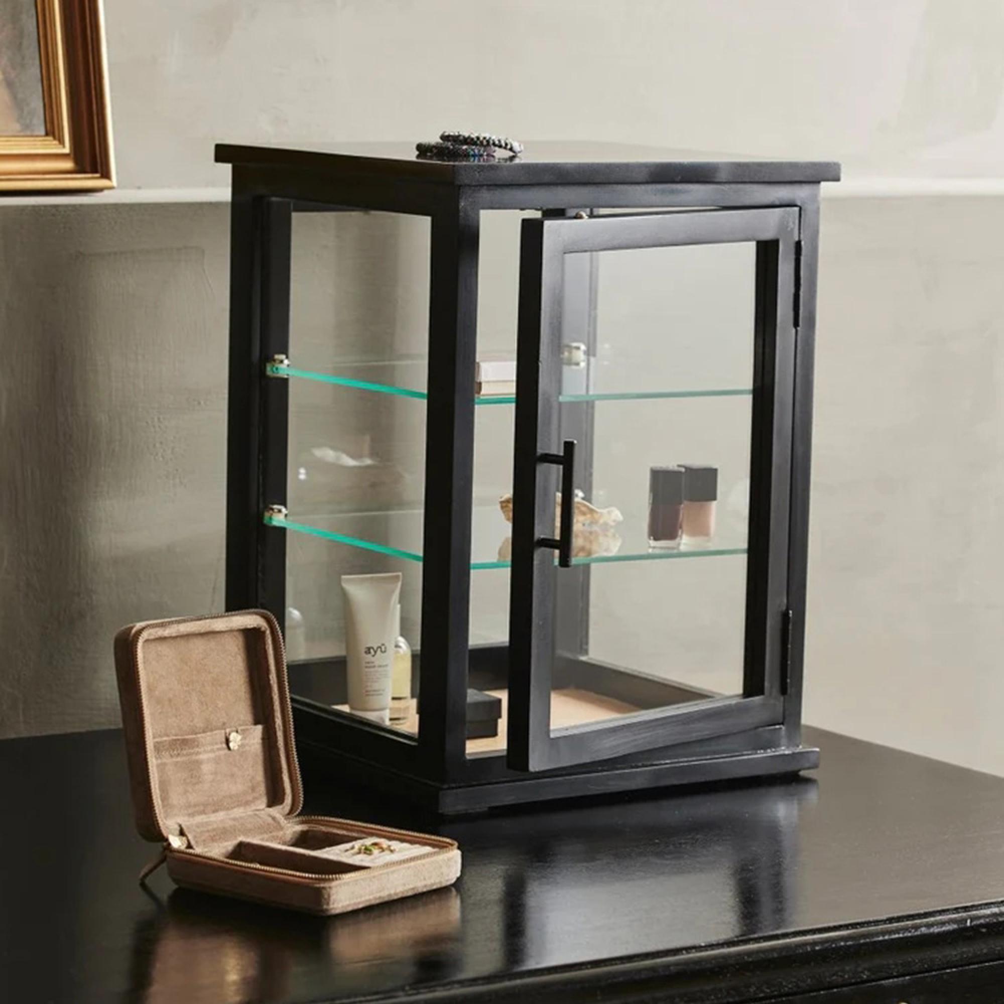 Arno Display Cabinet - 1 Door - Black - Mango Wood