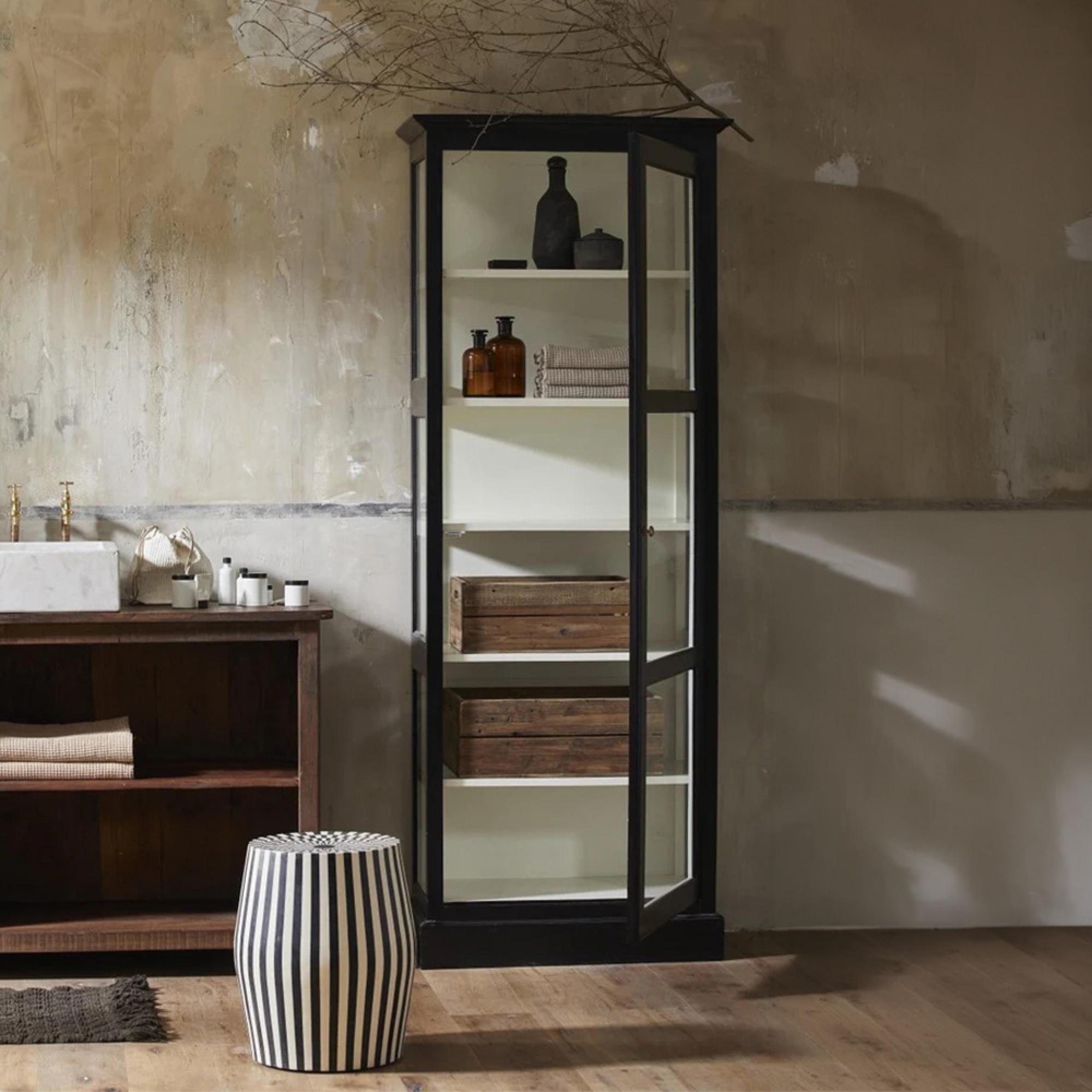 Classic Display Cabinet - 1 Door - Black - Mango Wood