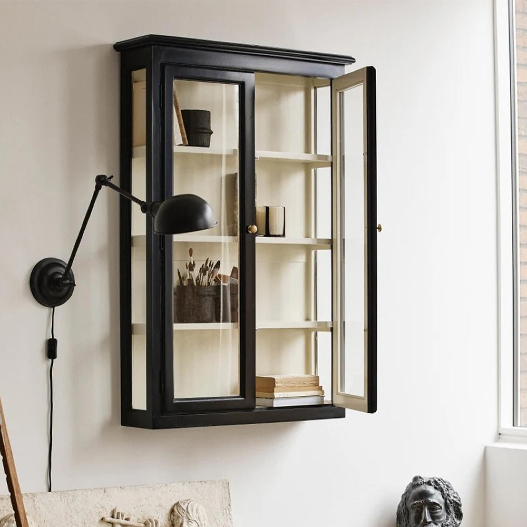 Classic Wall Display Cabinet - 2 Door - Black - Mango Wood