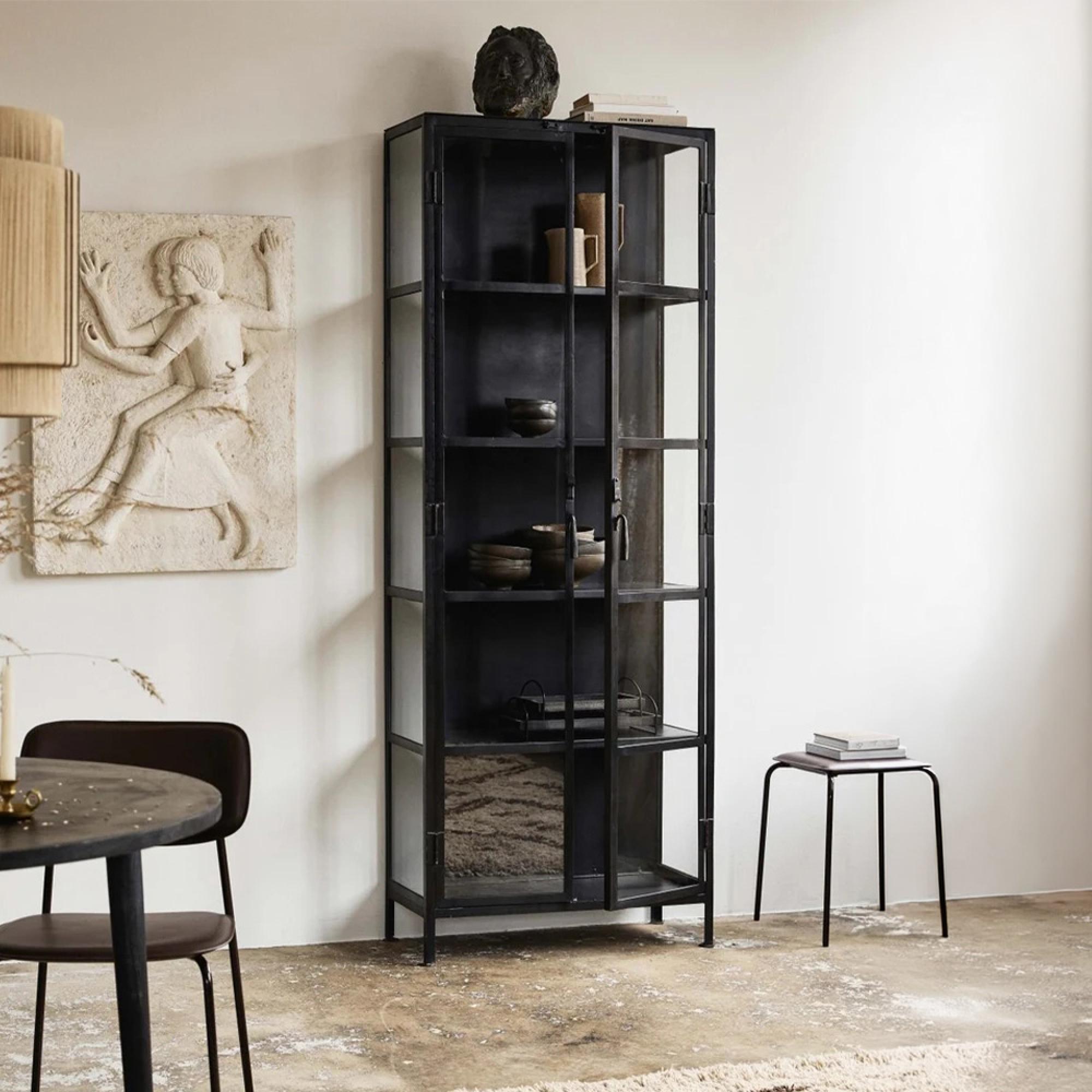 Phoenix Display Cabinet - Tall - 2 Door - Glass - Black