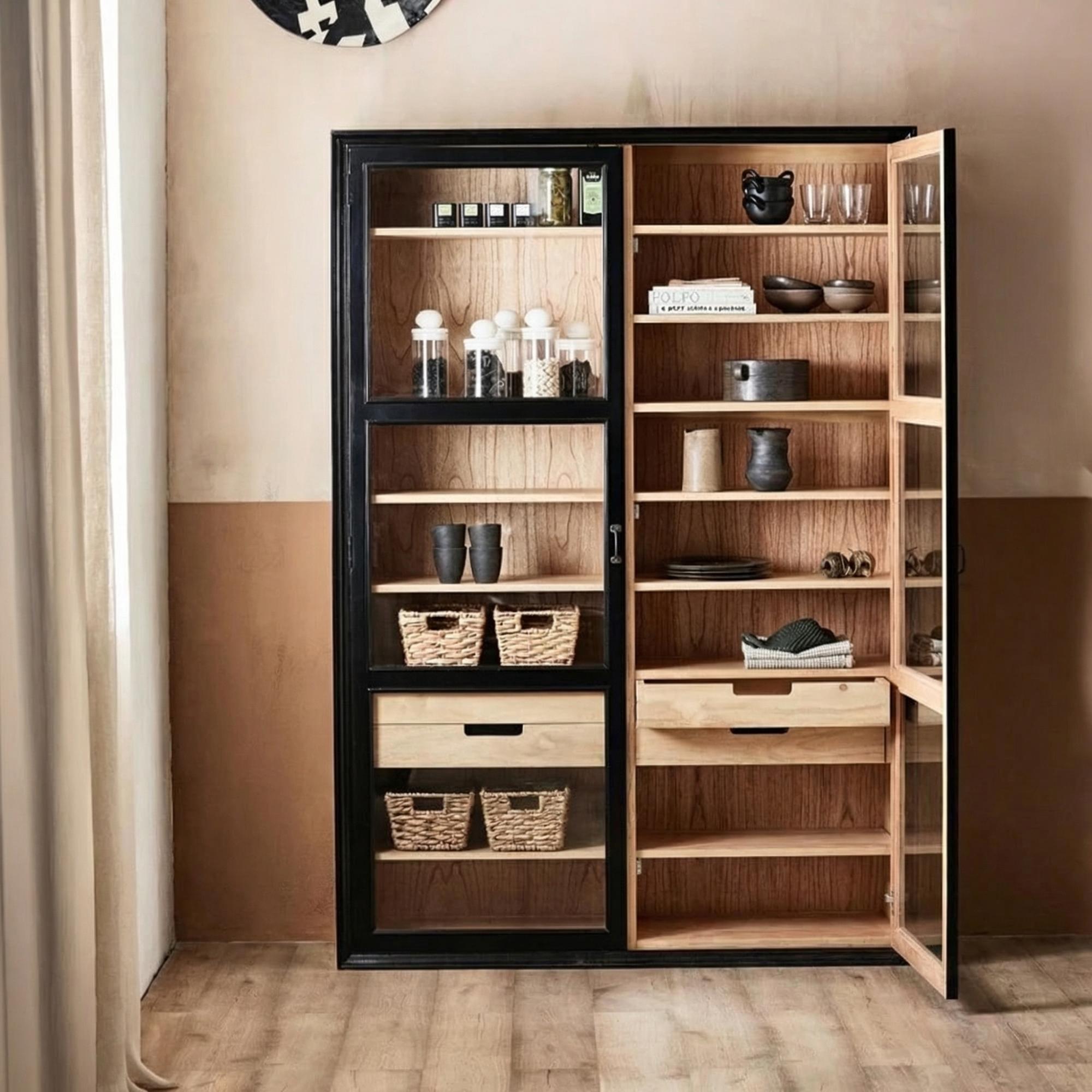 Viva Display Cabinet - 2 Door - 4 Drawer - Black