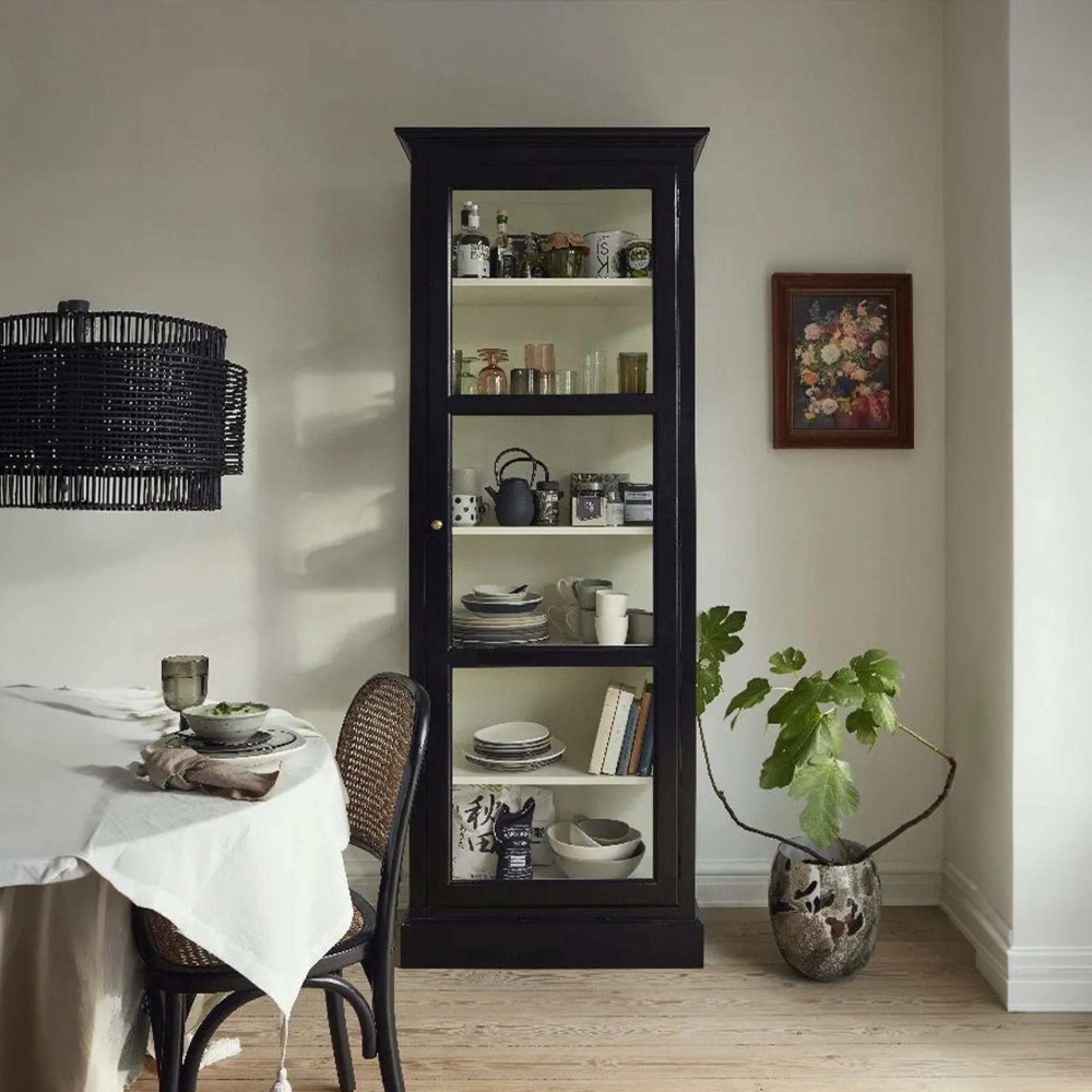 Classic Display Cabinet - 1 Door - Black - Mango Wood