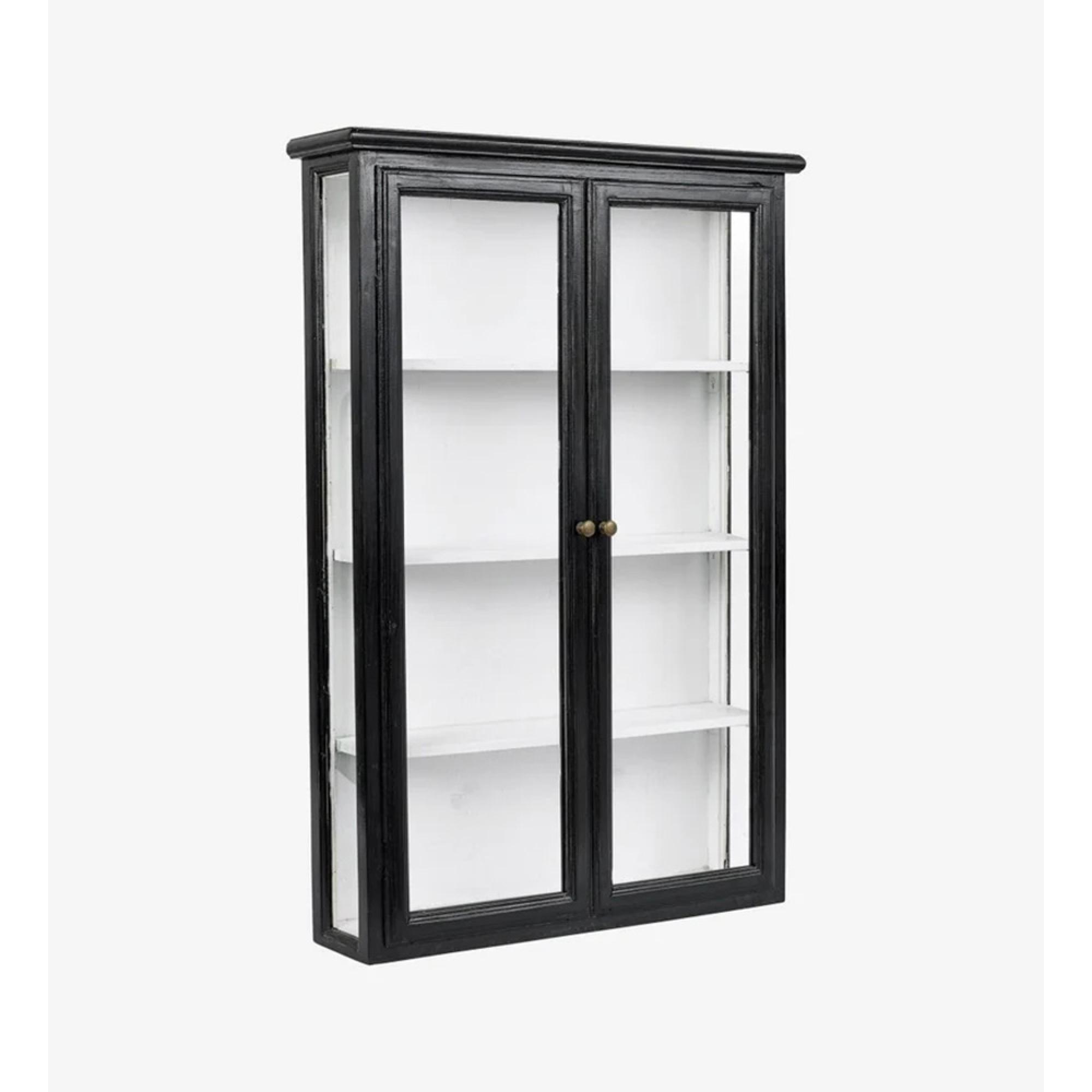 Classic Wall Display Cabinet - 2 Door - Black - Mango Wood