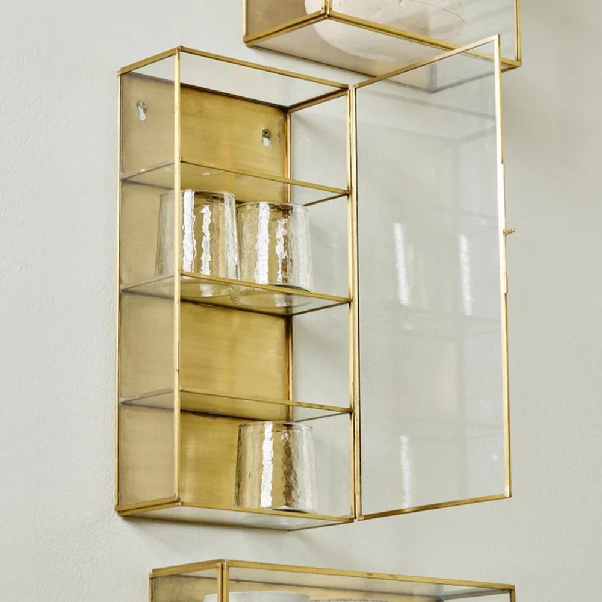 Ada Wall Display Cabinet - 1 Door - Small - Gold - Metal
