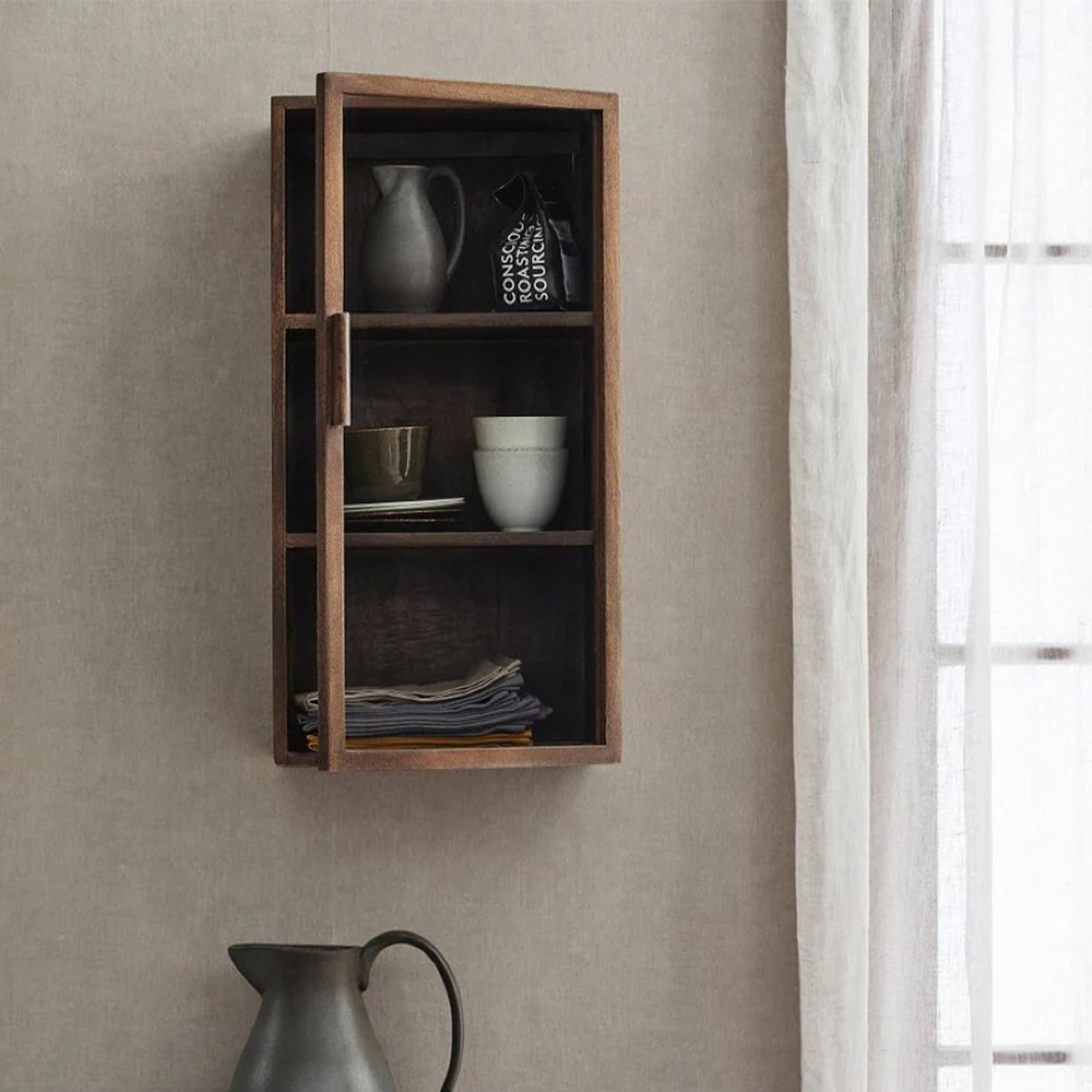 Nango Wall Display Cabinet - 1 Door - Dark Brown