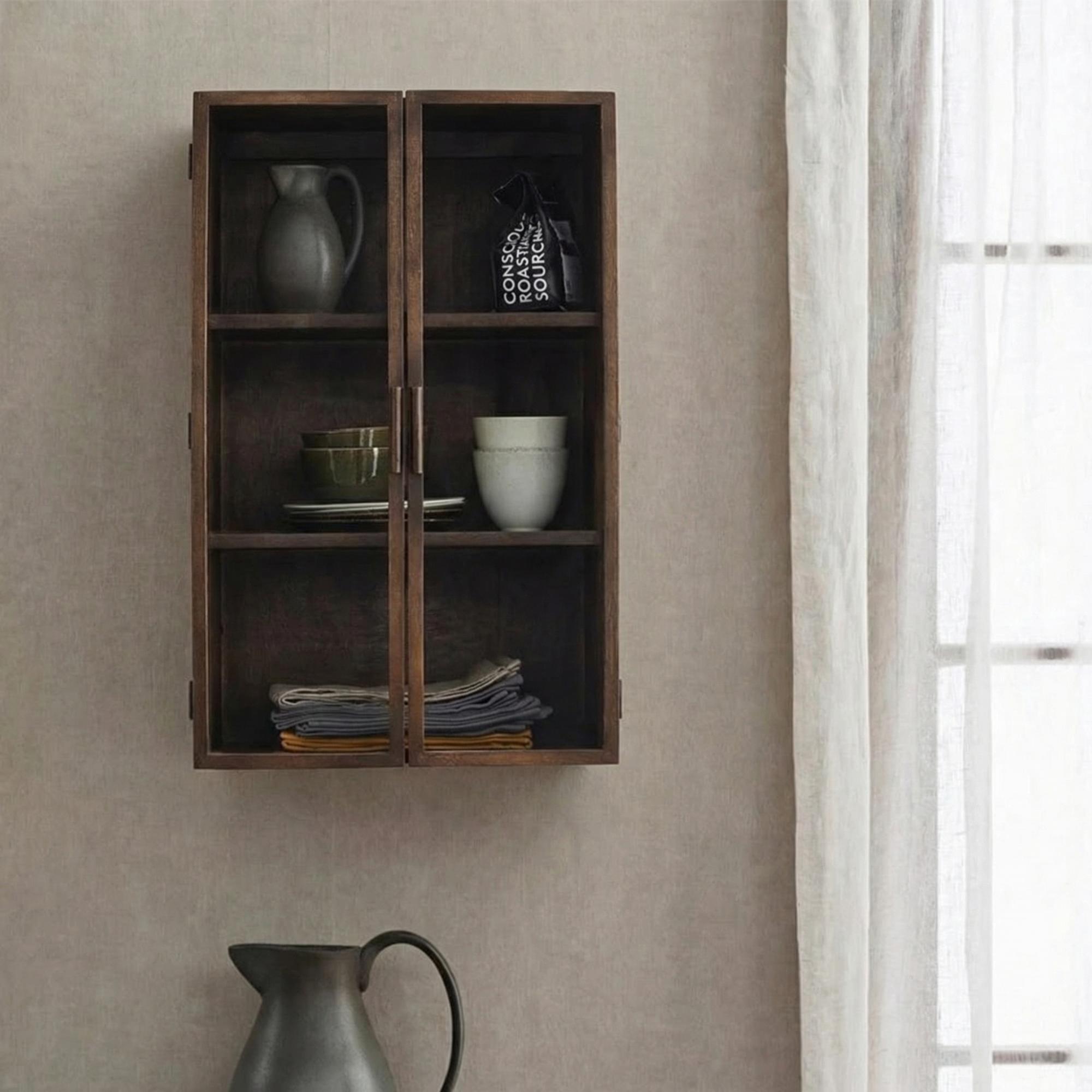 Nango Wall Cabinet - 2 Door - Dark Brown - Mango Wood