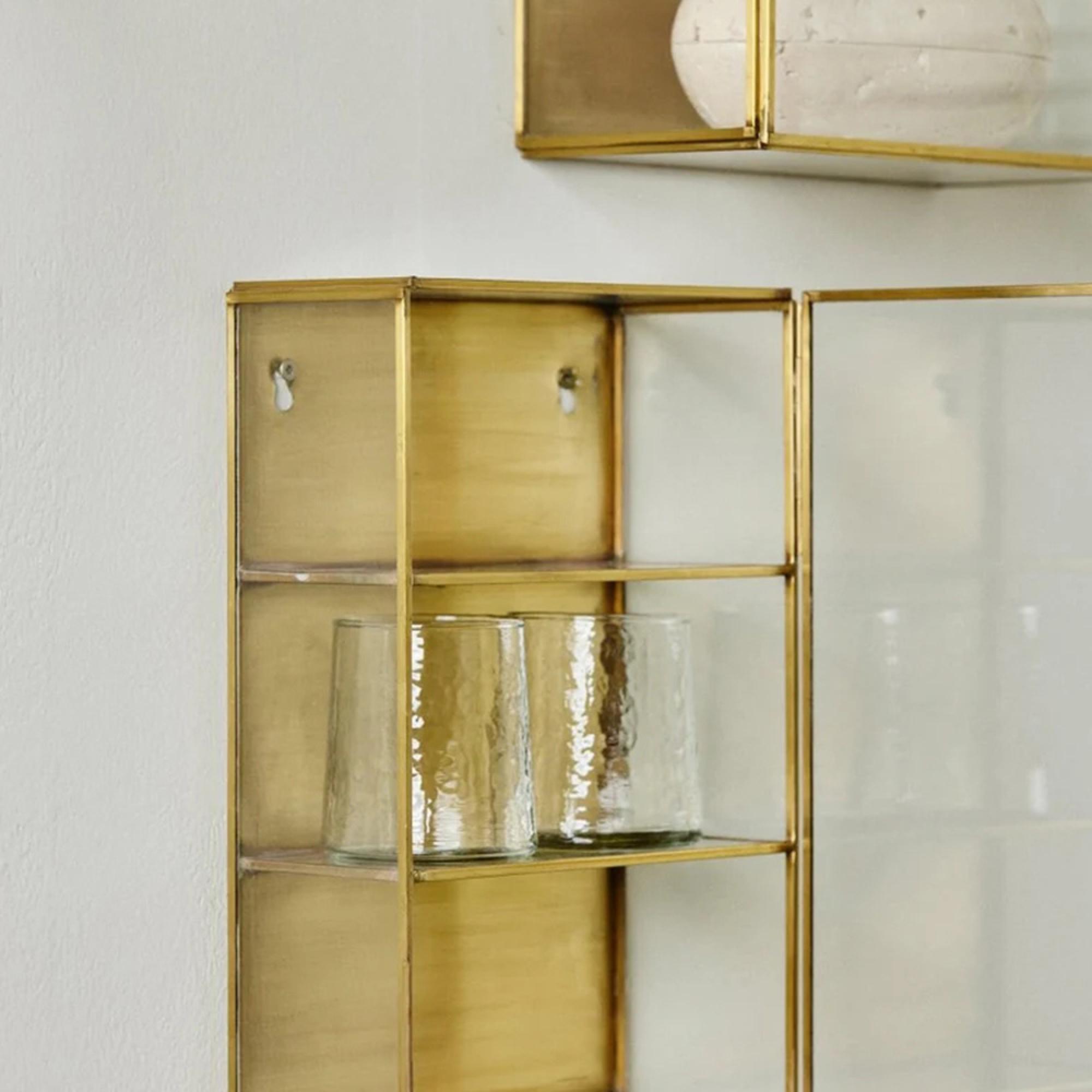 Ada Wall Display Cabinet - 1 Door - Small - Gold - Metal