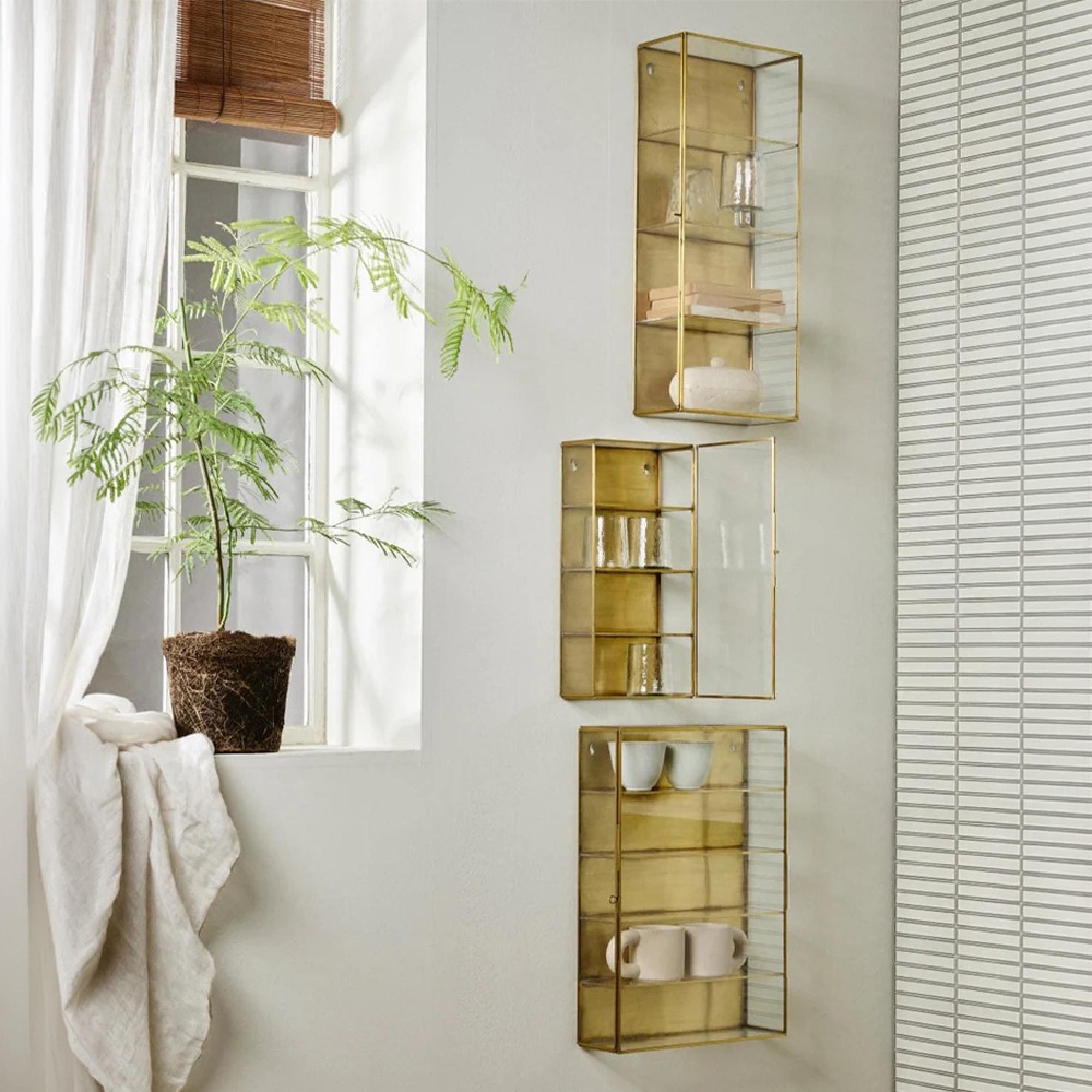 Ada Wall Display Cabinet - 1 Door - Gold - Metal