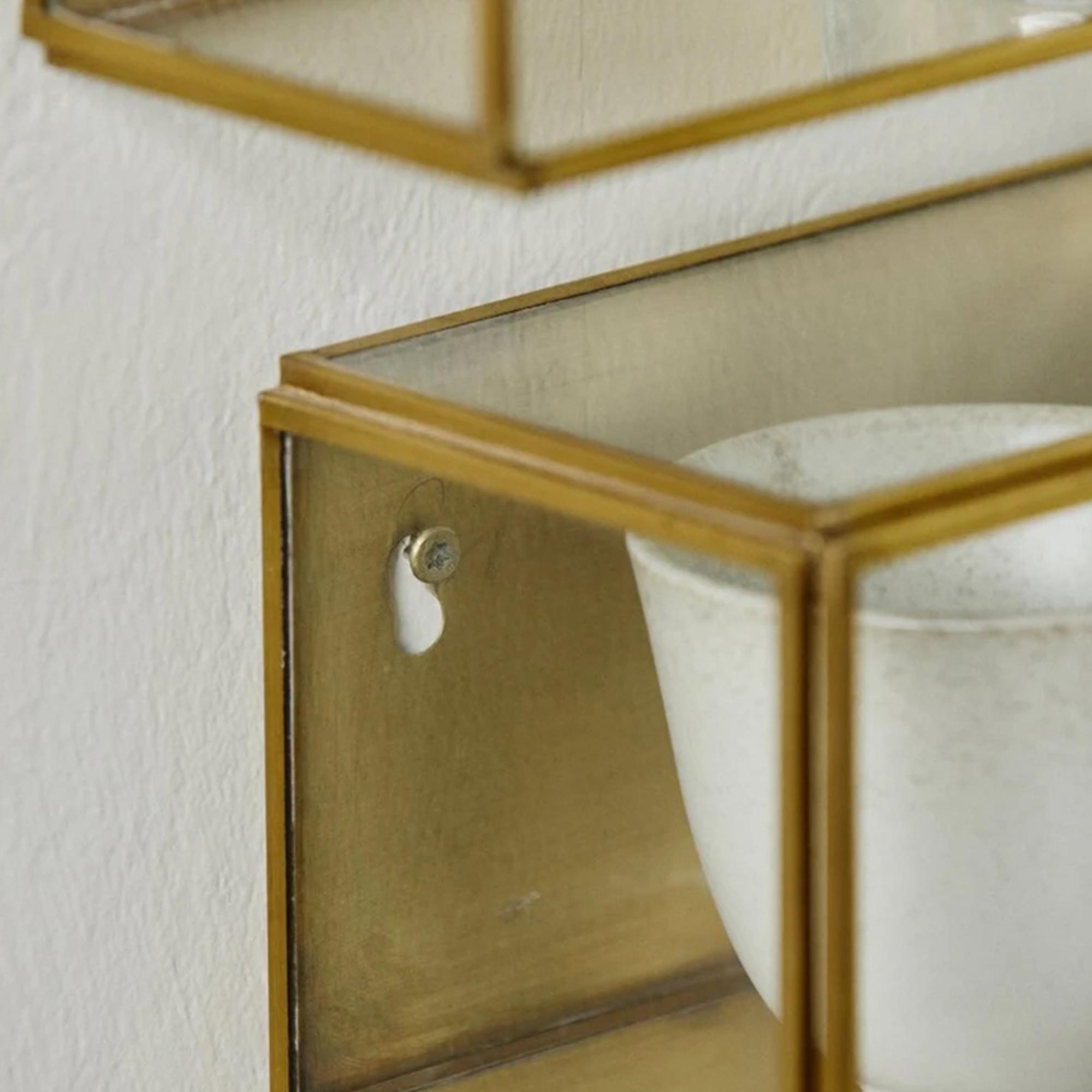 Ada Wall Display Cabinet - 1 Door - Tall - Gold - Metal