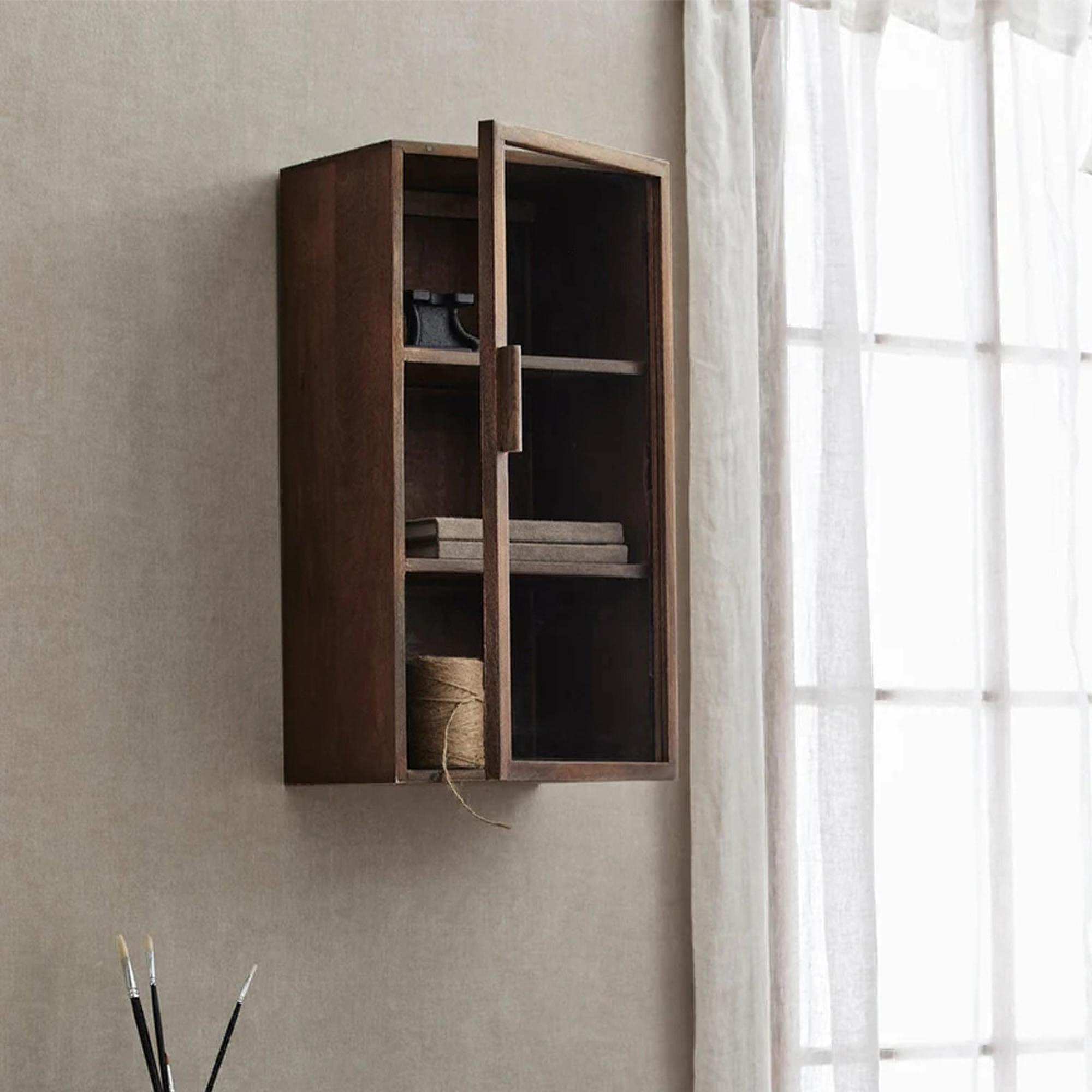Nango Wall Display Cabinet - 1 Door - Dark Brown