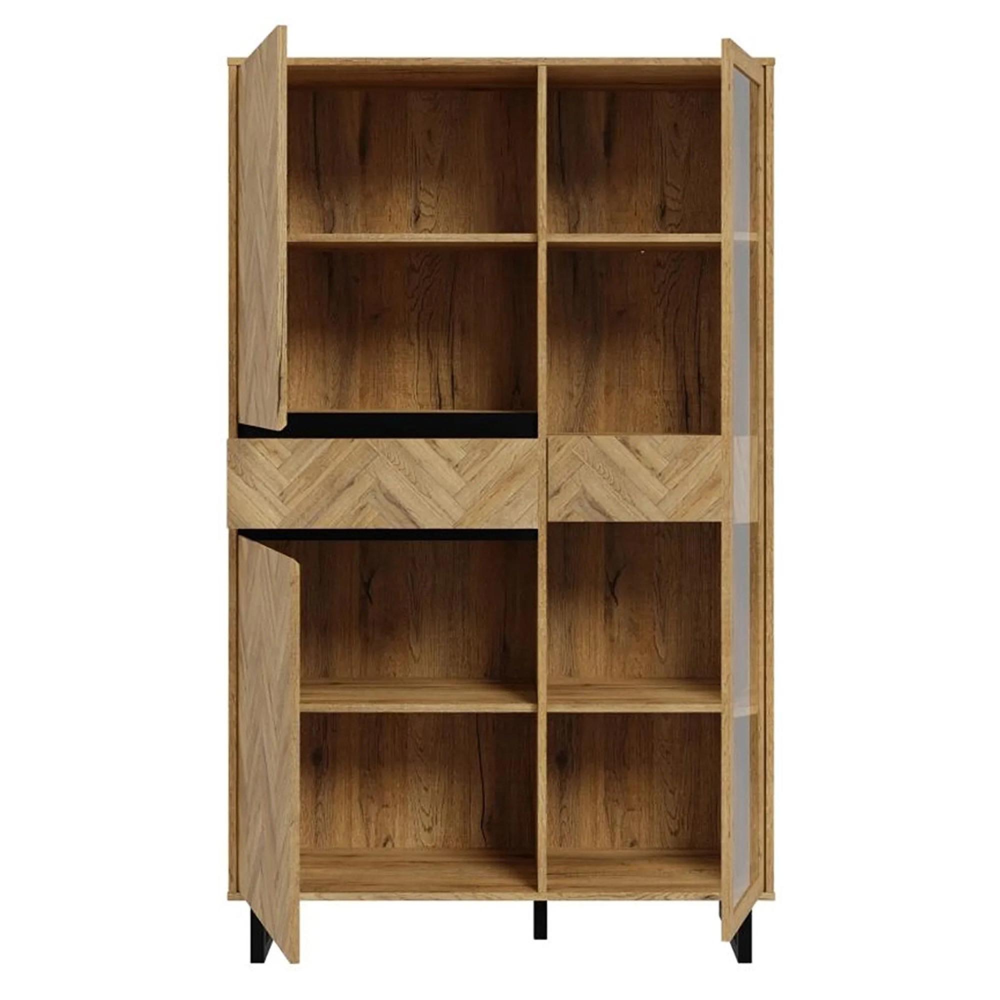 Chevron Display Cabinet - Oak