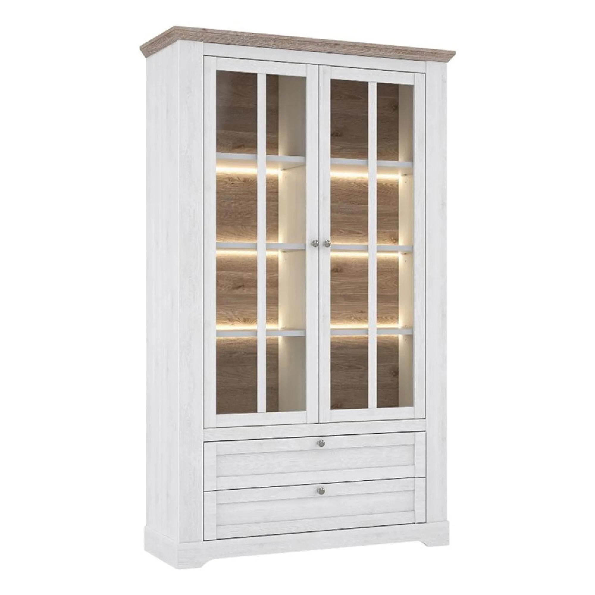 Illopa Display Cabinet - Snowy Oak and Oak Nelson