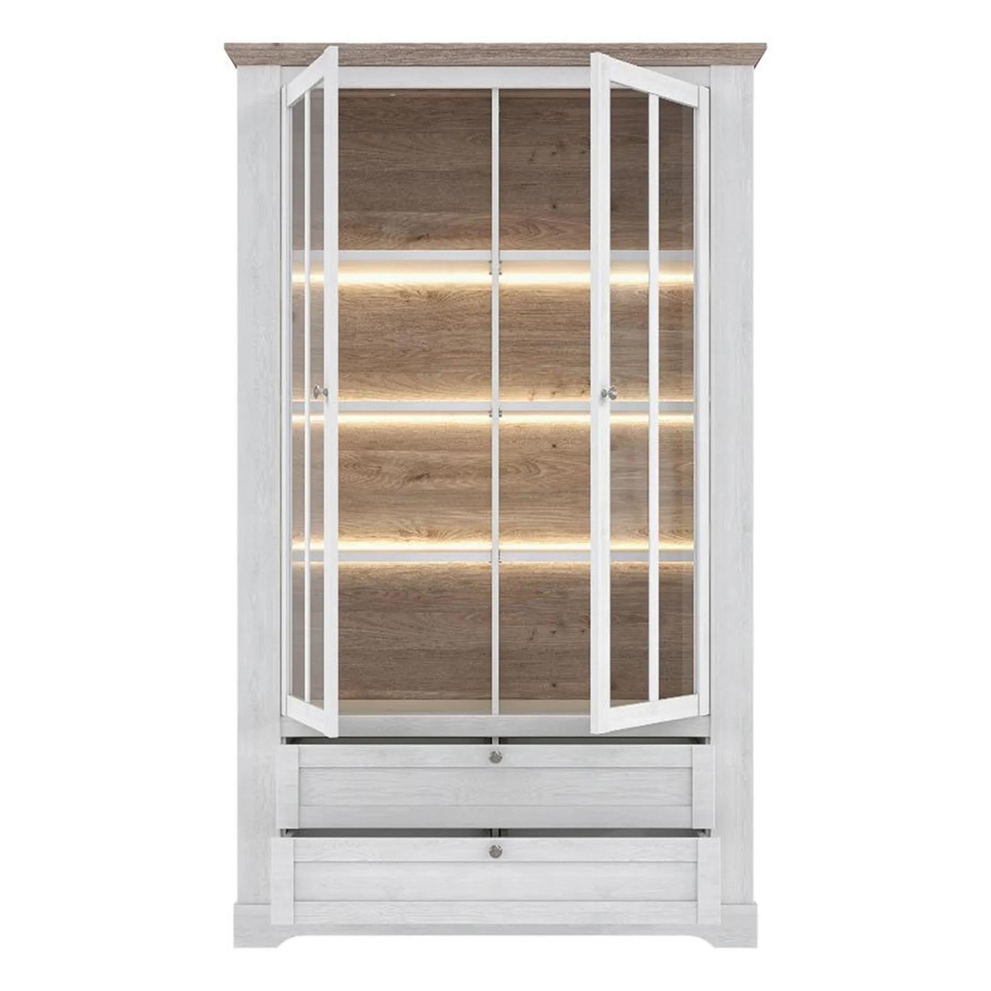 Illopa Display Cabinet - Snowy Oak and Oak Nelson