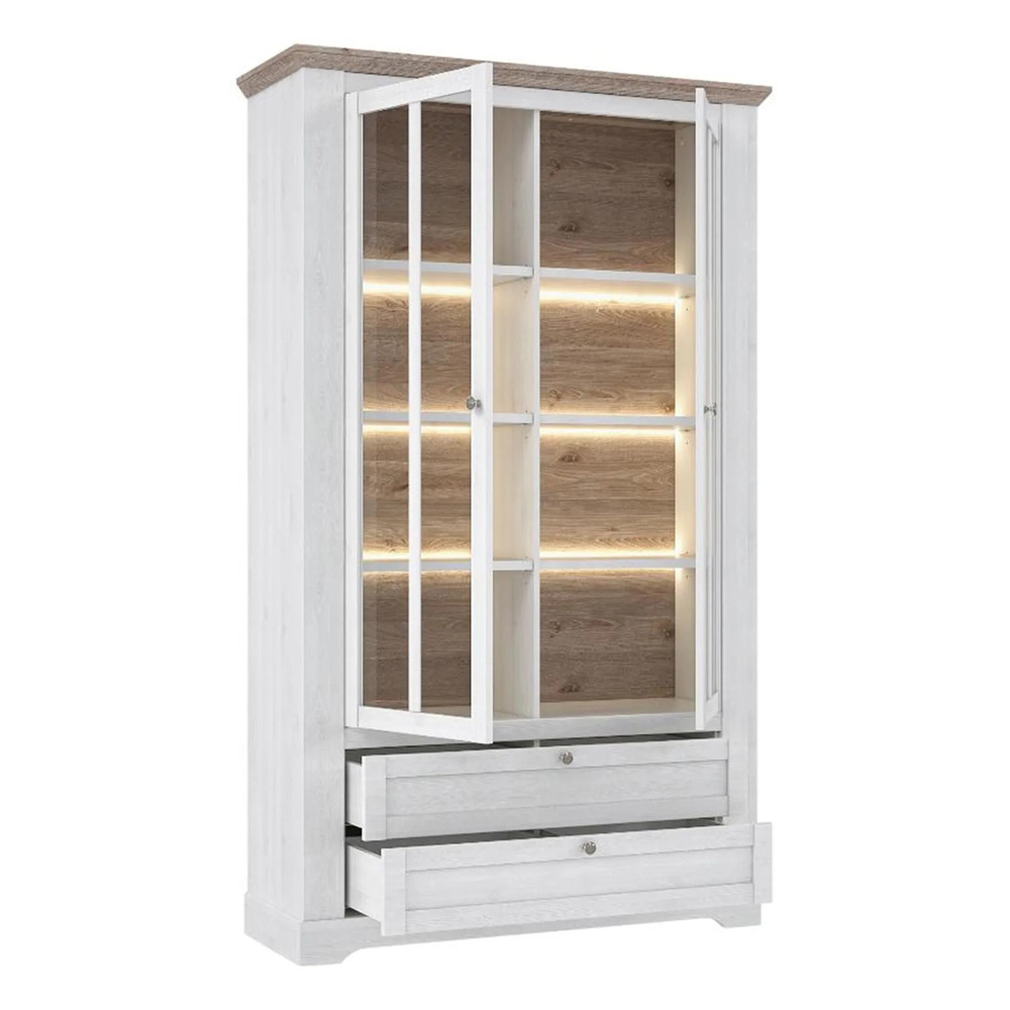 Illopa Display Cabinet - Snowy Oak and Oak Nelson