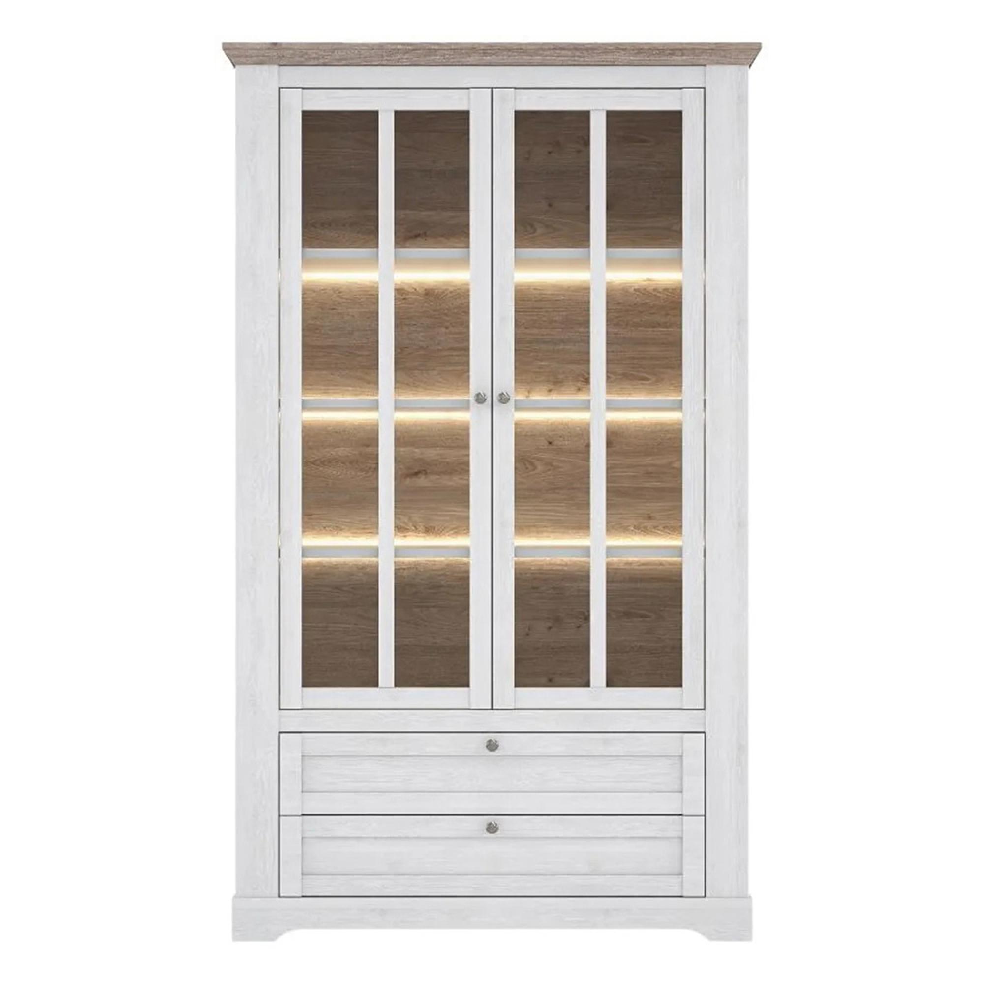 Illopa Display Cabinet - Snowy Oak and Oak Nelson