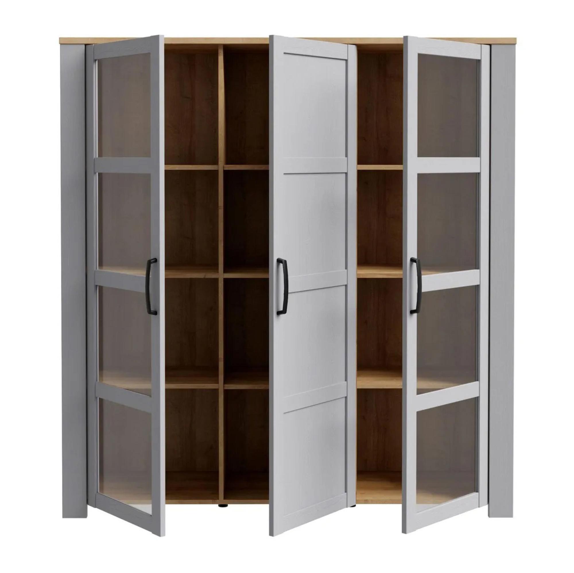 Bohol Display Cabinet - 3 Door - Large - Grey