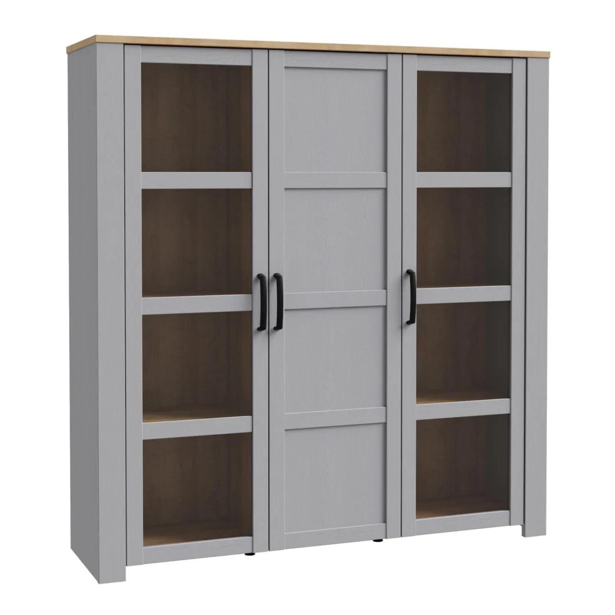 Bohol Display Cabinet - 3 Door - Large - Grey