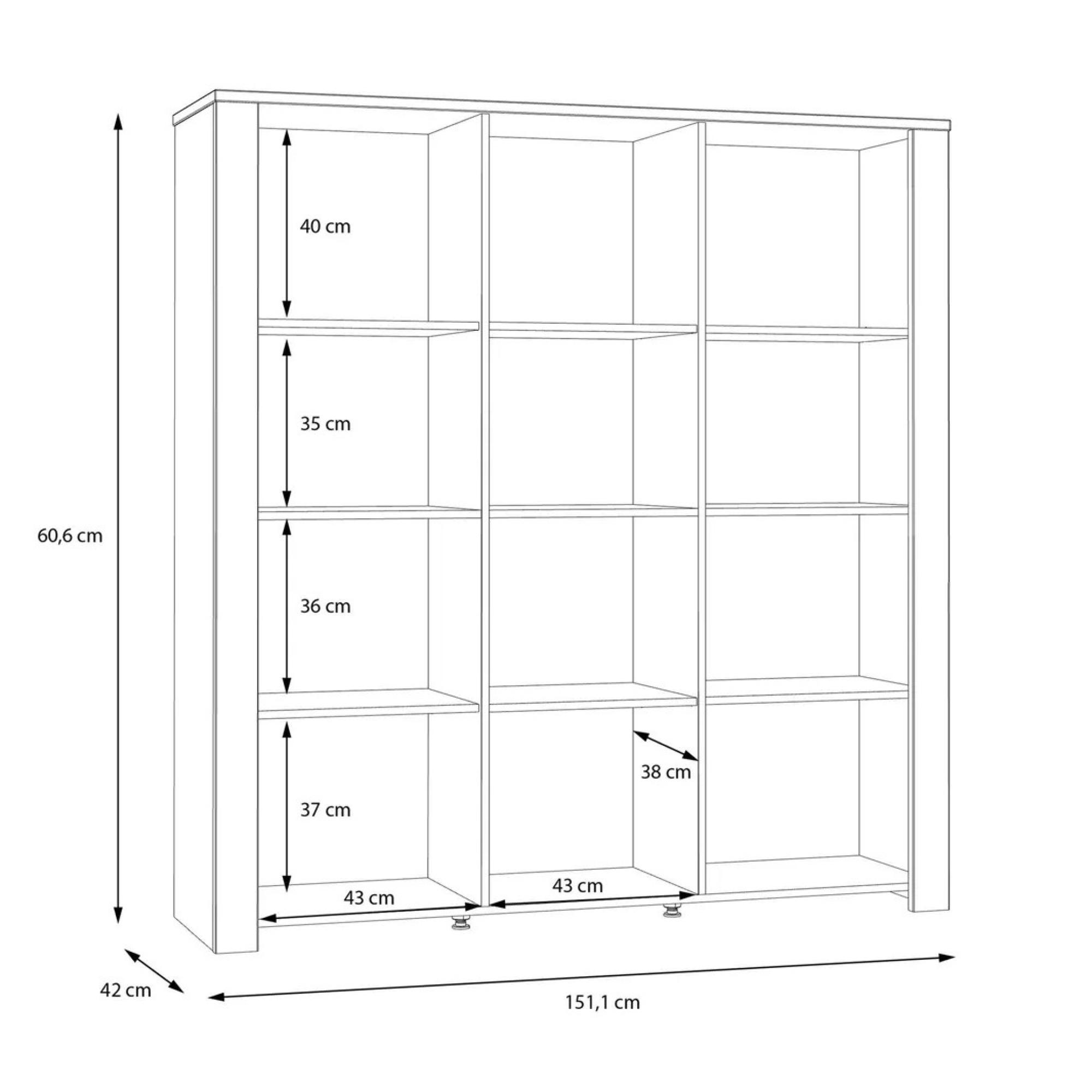 Bohol Display Cabinet - 3 Door - Large - Grey