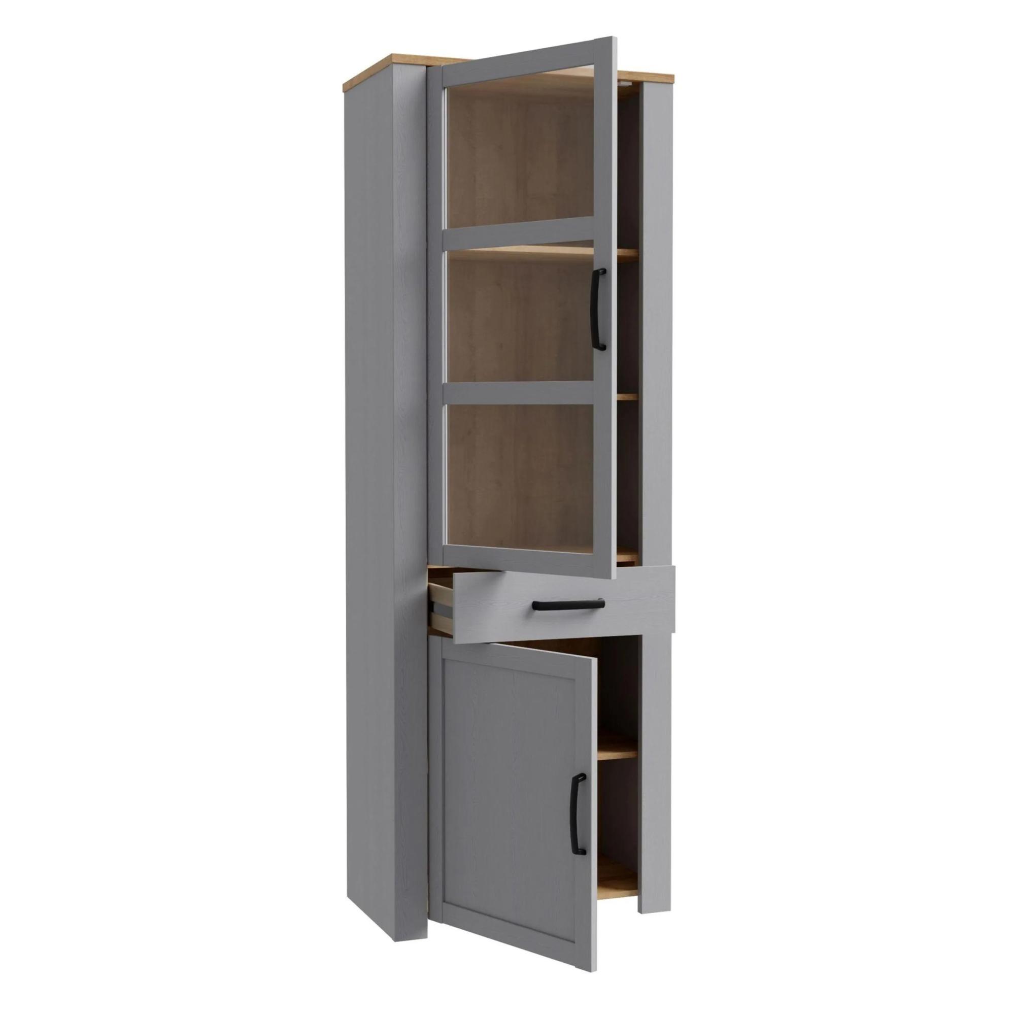 Bohol Display Cabinet - Narrow - Grey