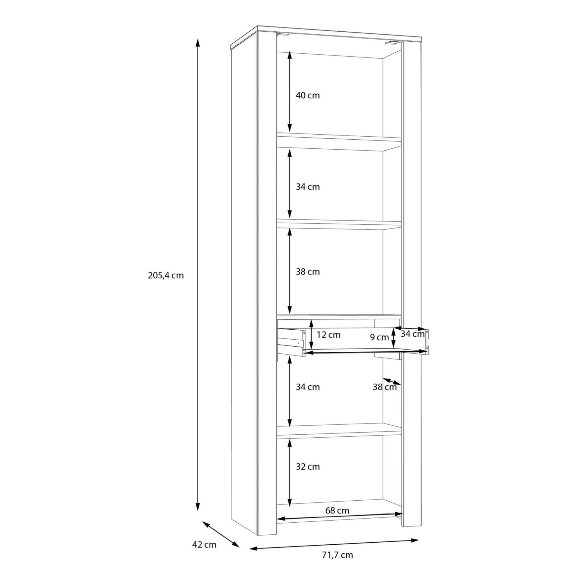 Bohol Display Cabinet - Narrow - Grey
