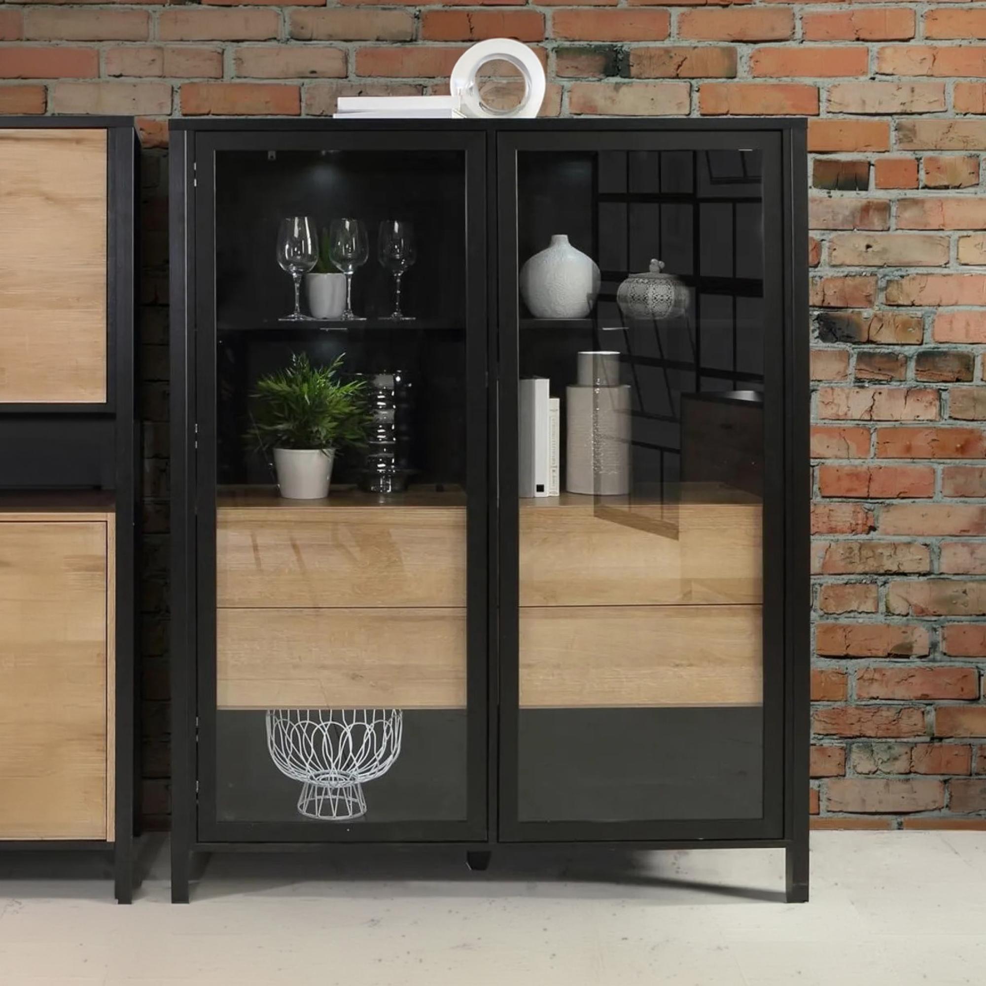 High Rock Display Cabinet - 2 Door - Black