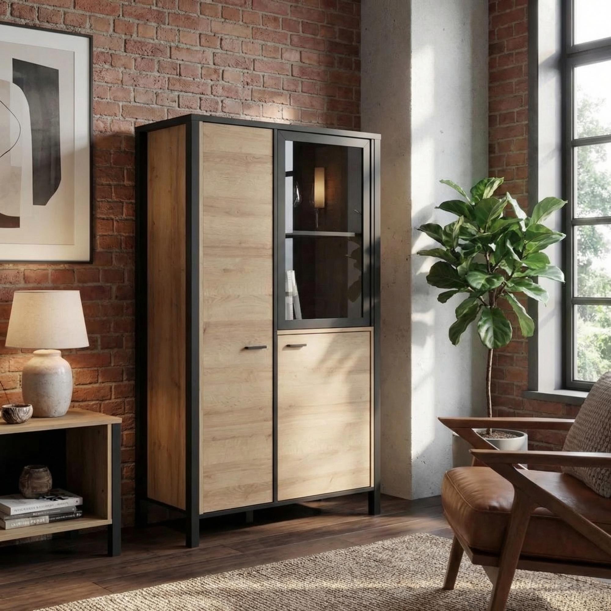 High Rock Display Cabinet - 3 Door - Oak