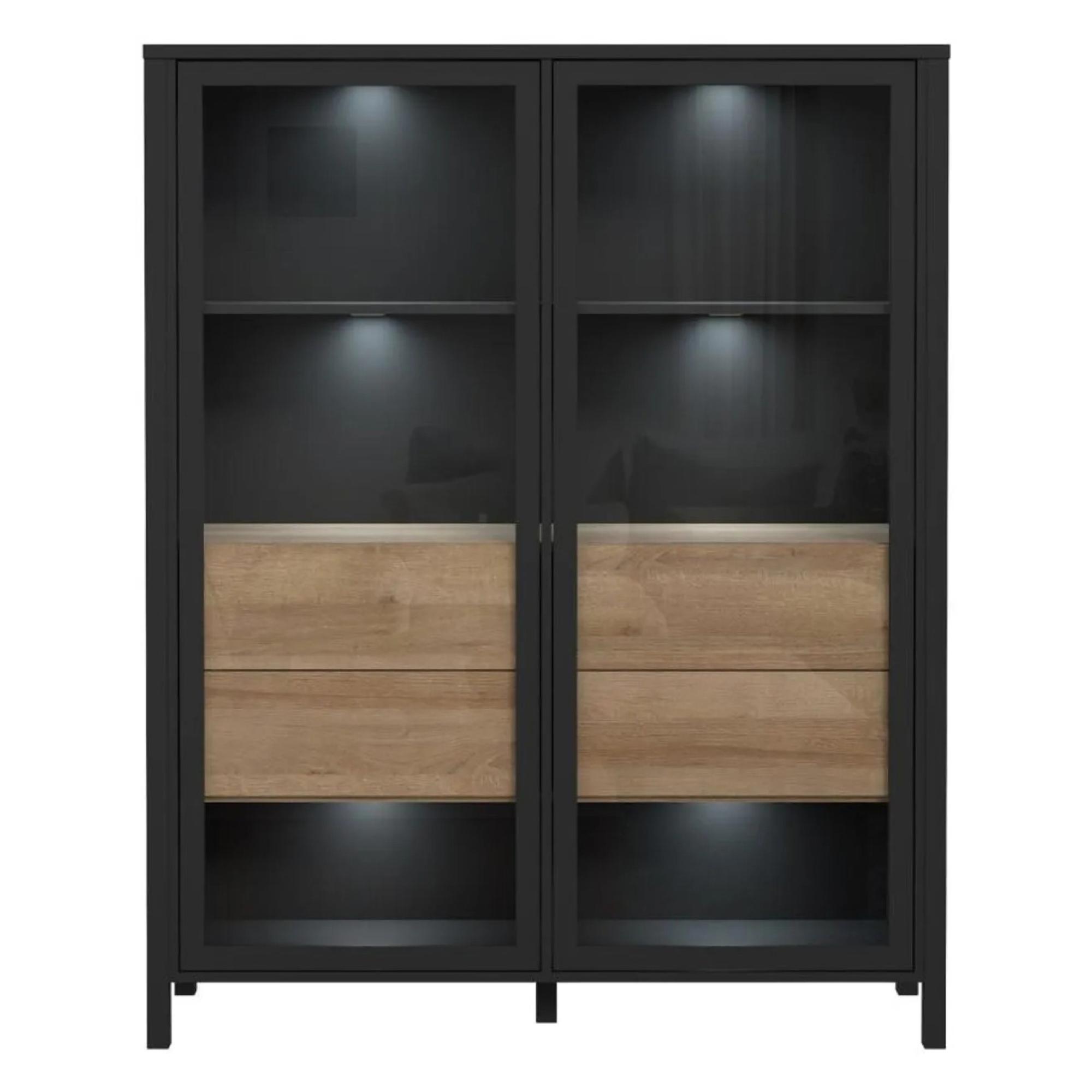 High Rock Display Cabinet - 2 Door - Black