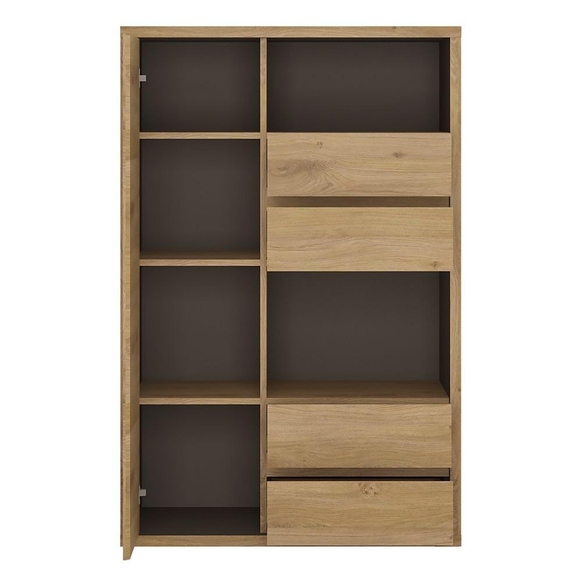 Shetland Display Cabinet - 1 Door - 4 Drawer - Oak