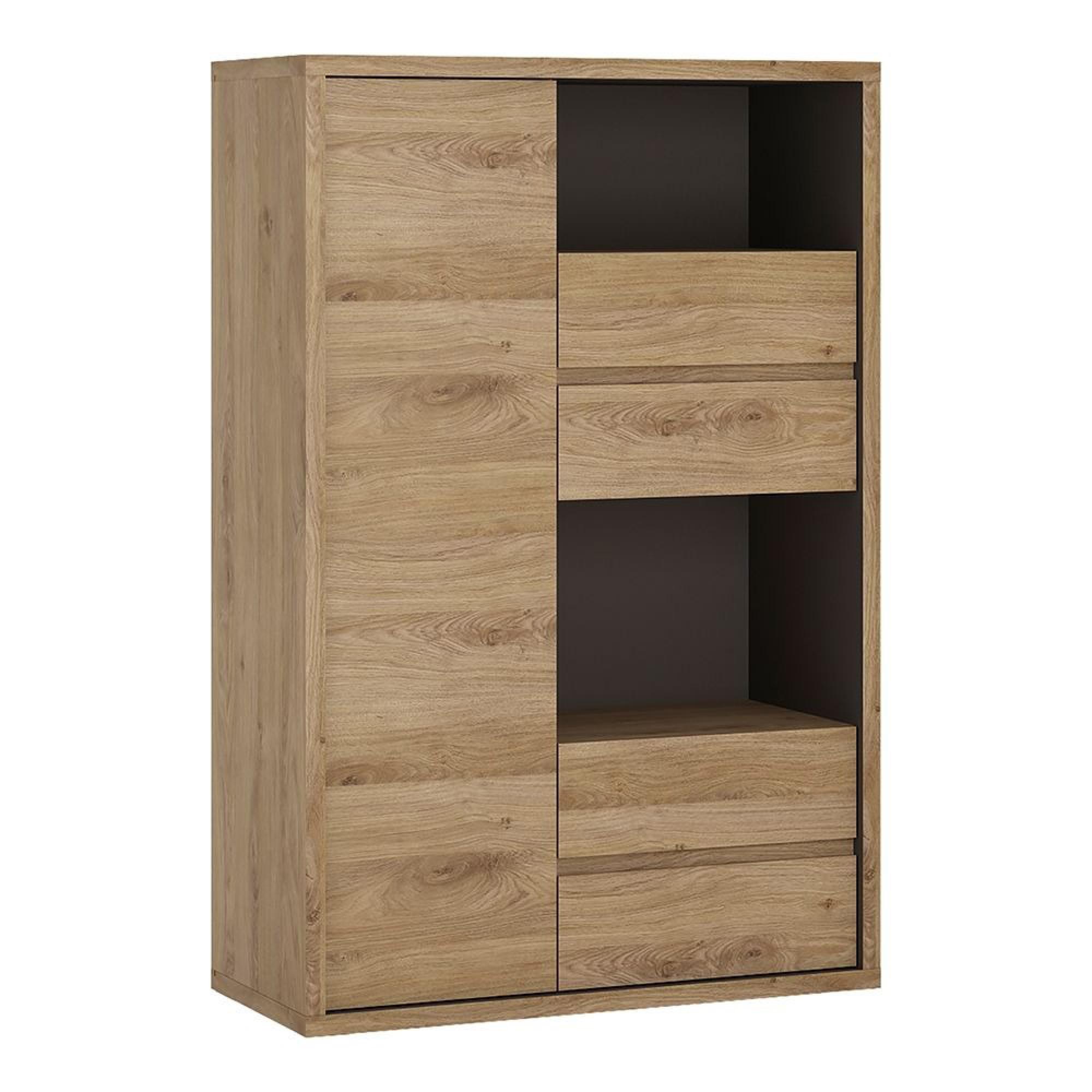 Shetland Display Cabinet - 1 Door - 4 Drawer - Oak