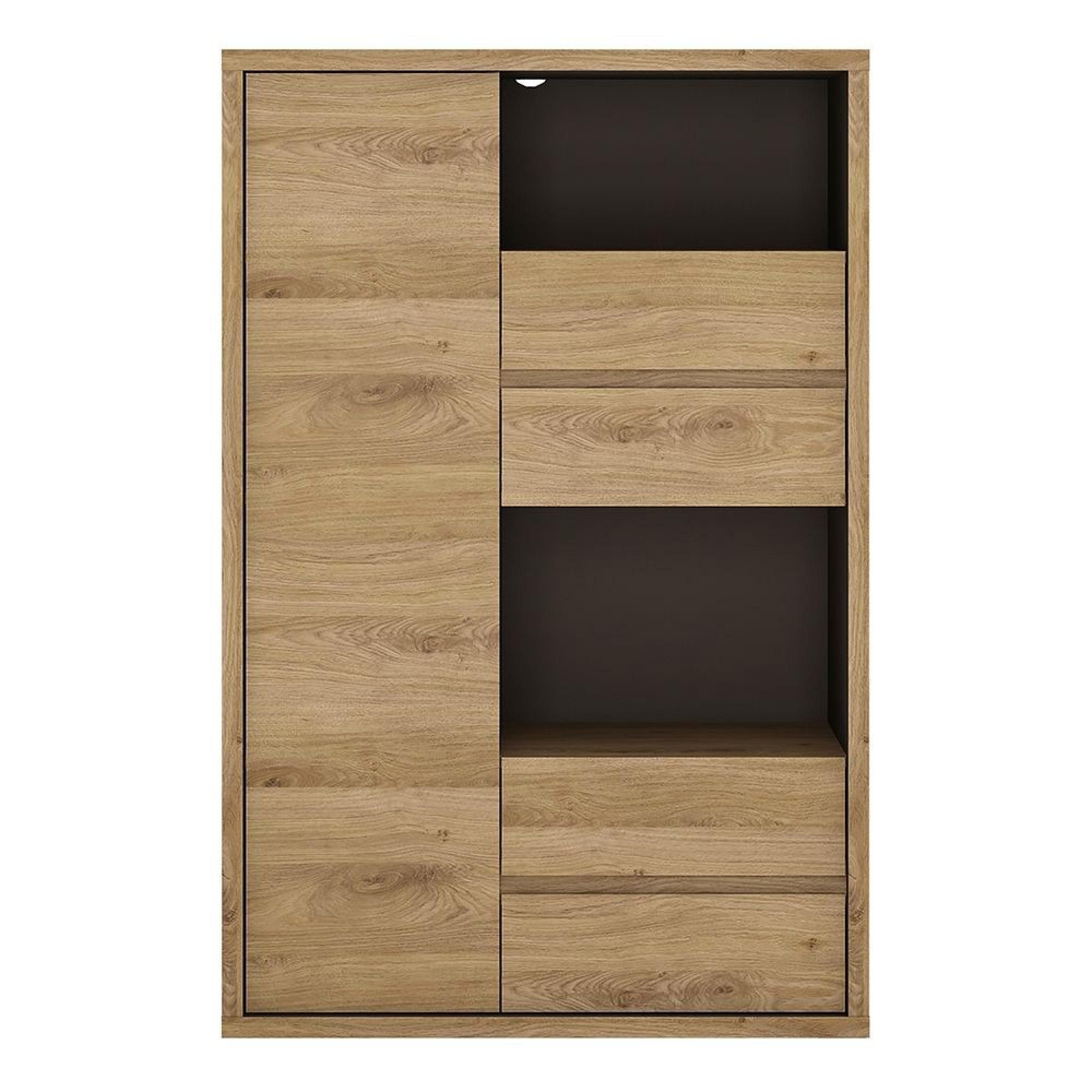 Shetland Display Cabinet - 1 Door - 4 Drawer - Oak