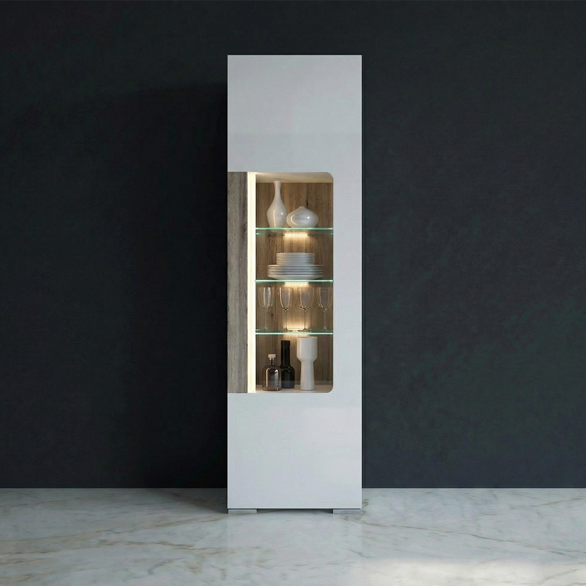 Toronto Display Cabinet - Narrow - Glazed - White Gloss