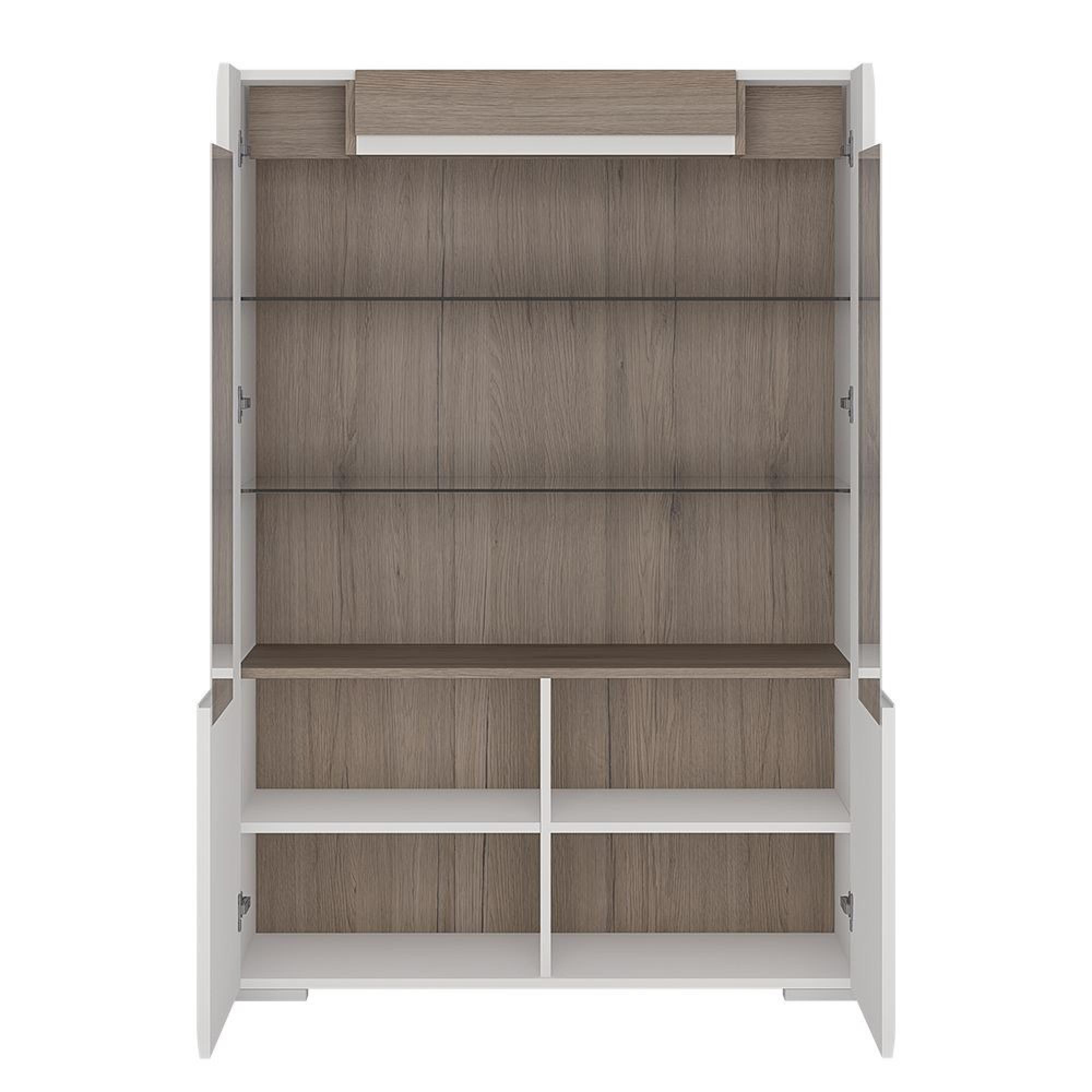 Toronto Display Cabinet - 2 Door - Low - Glazed - White Gloss